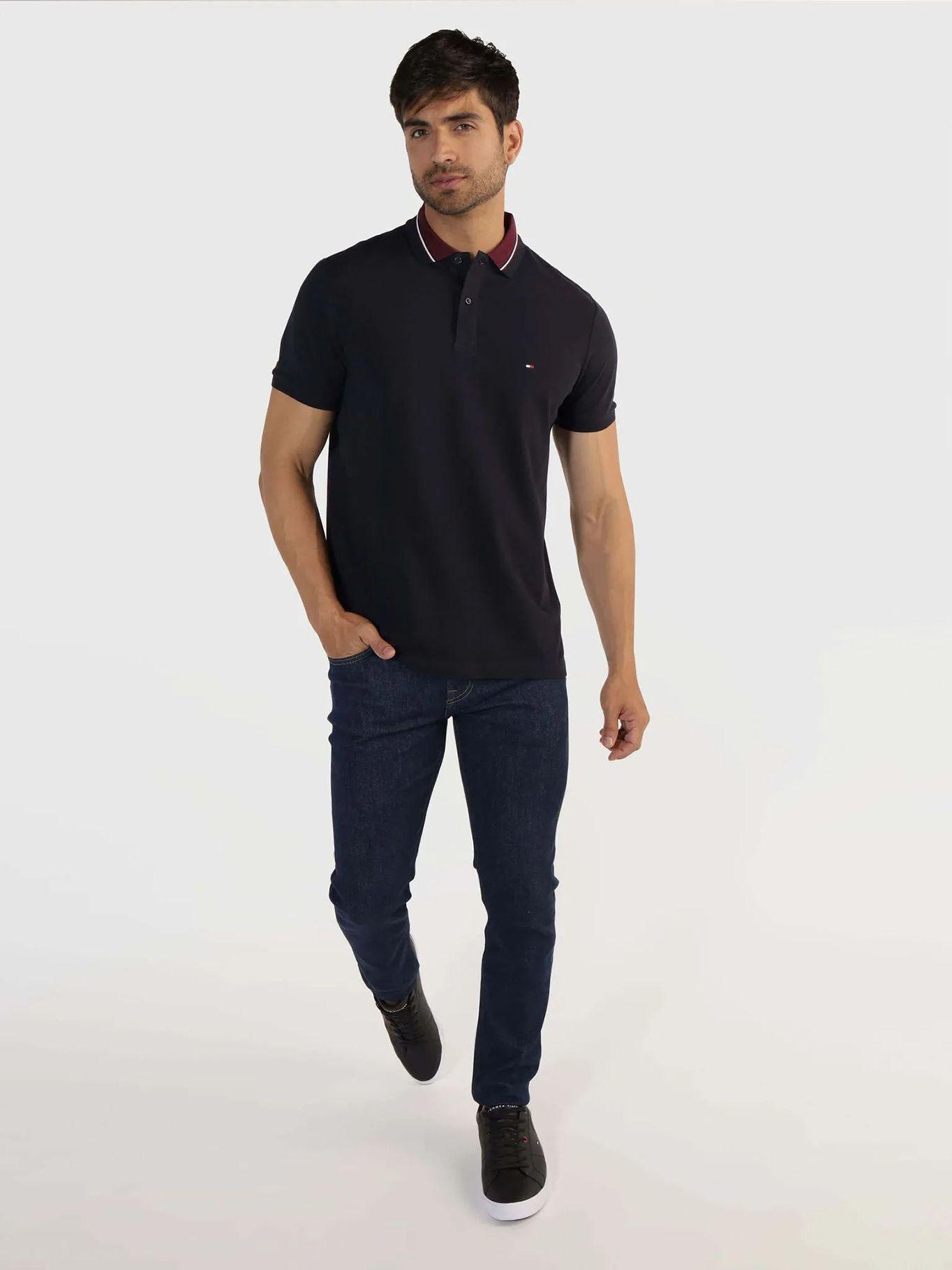 Polo Regular Fit Cuello Ribeteado Azul Tommy Hilfiger-1