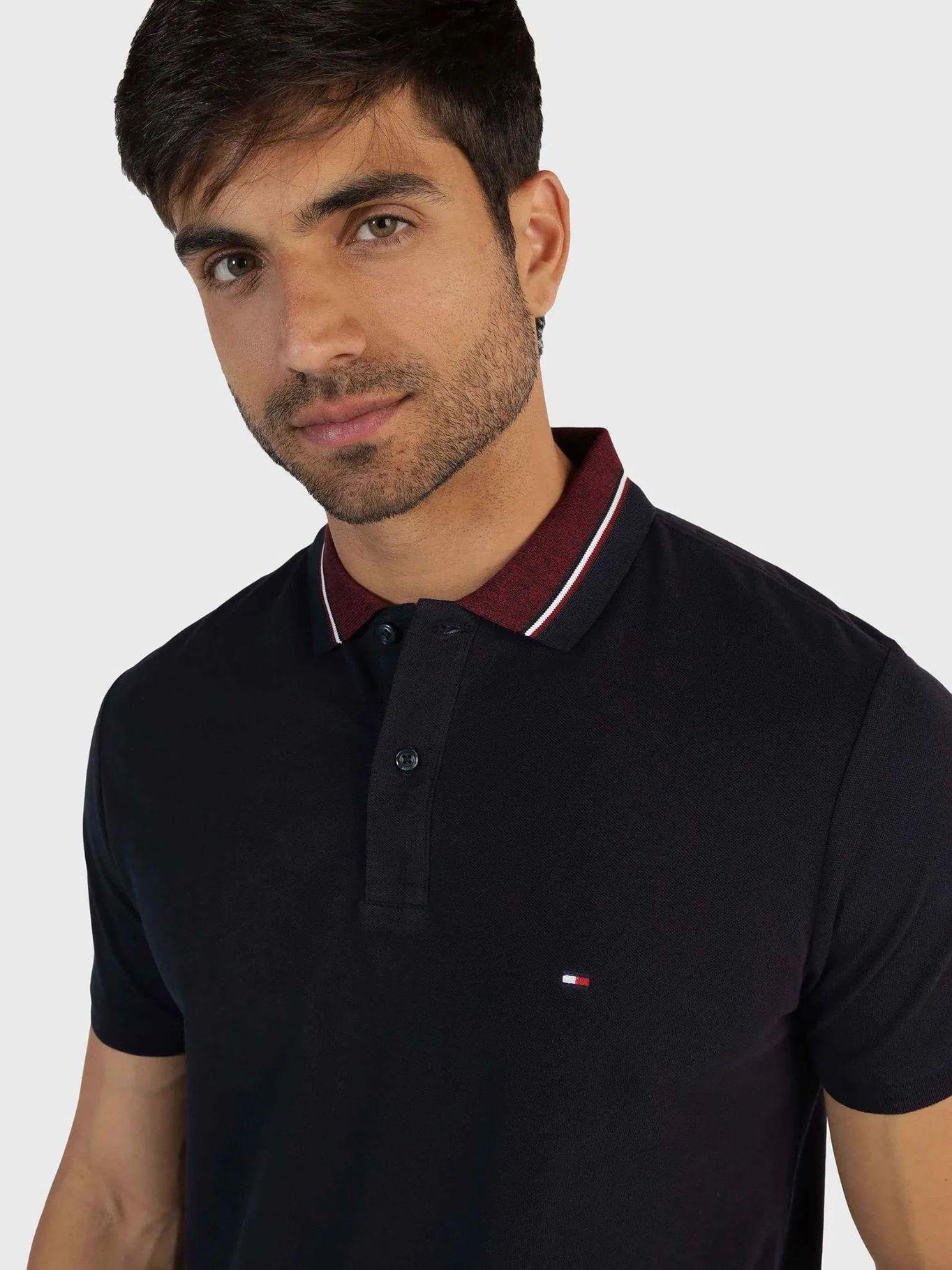 Polo Regular Fit Cuello Ribeteado Azul Tommy Hilfiger-3