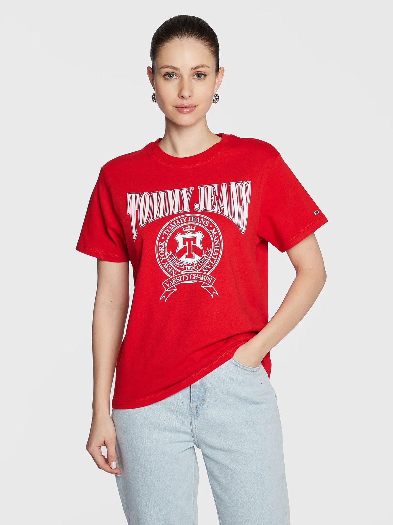 Polera Relaxed Logo Varsity Rojo Tommy Jeans-0