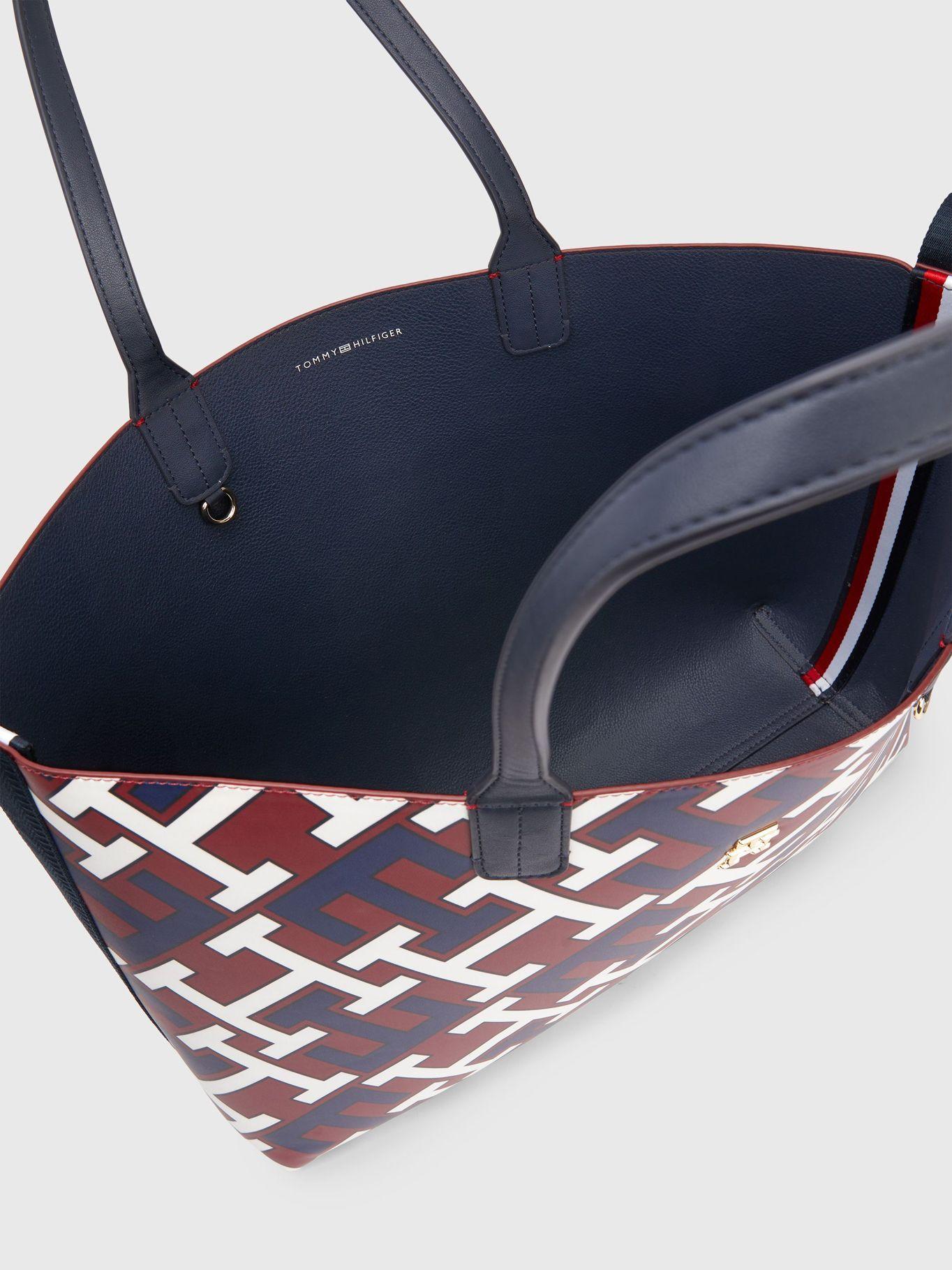 Bolso Tote Iconic Con Monogramas Burdeo Tommy Hilfiger-3