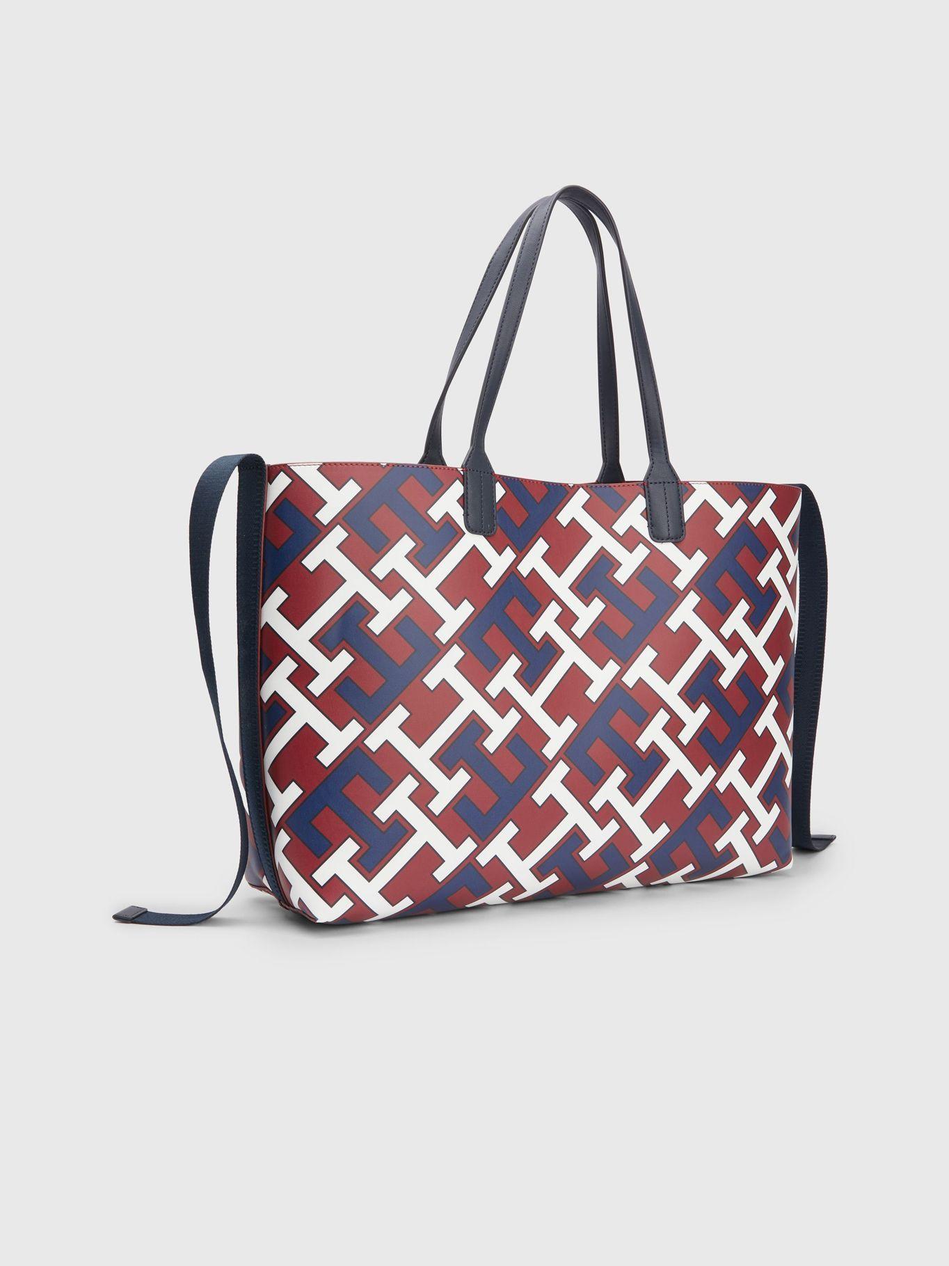 Bolso Tote Iconic Con Monogramas Burdeo Tommy Hilfiger-1