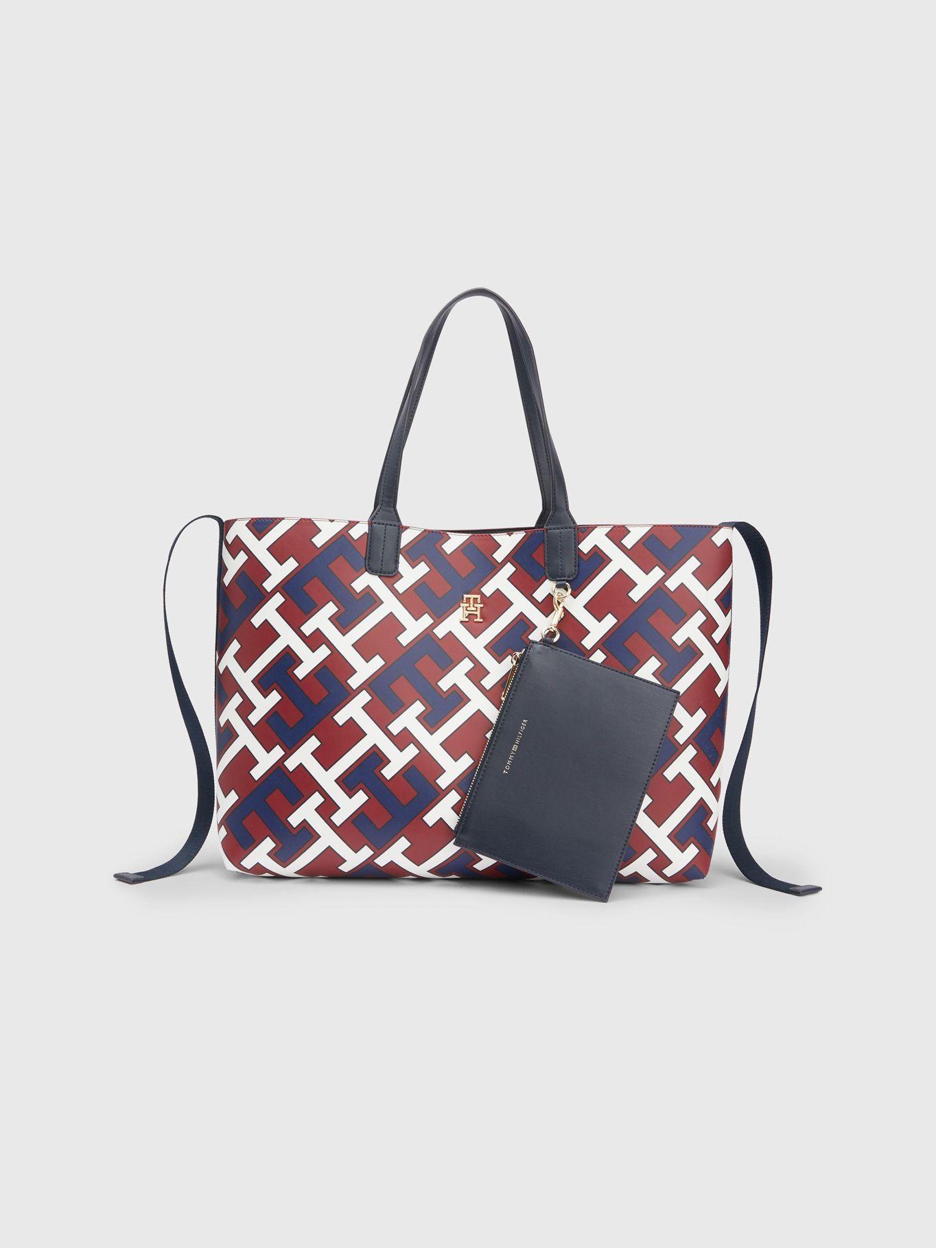 Bolso Tote Iconic Con Monogramas Burdeo Tommy Hilfiger-0