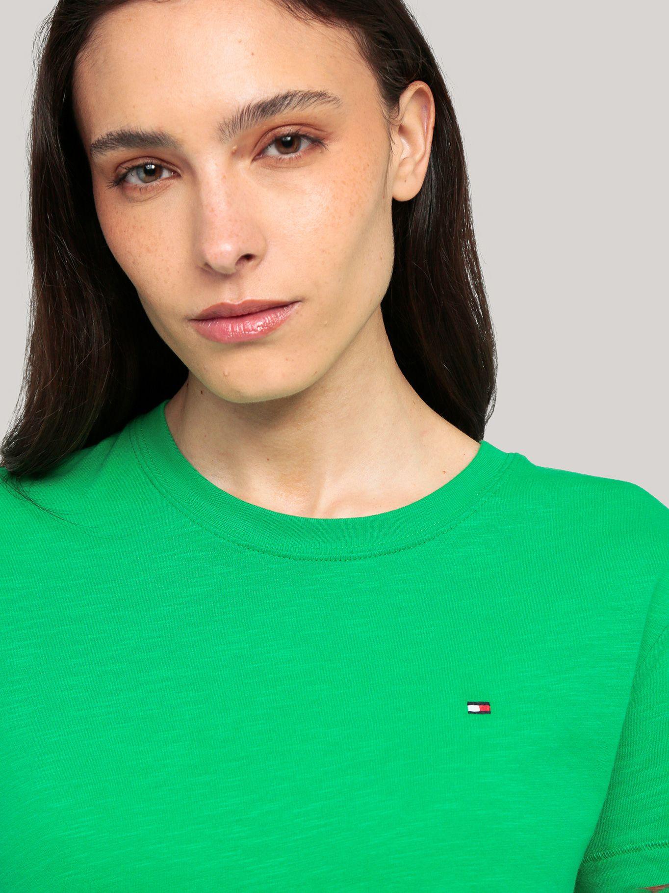 Polera De Corte Regular Con Logo Verde Tommy Hilfiger-4