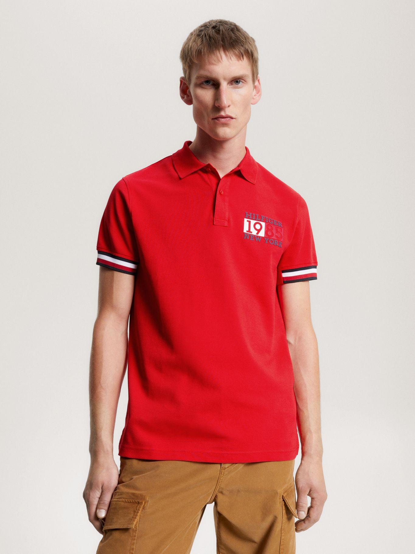 Polo Ribeteado Corte Slim Y Logo Rojo Tommy Hilfiger-0