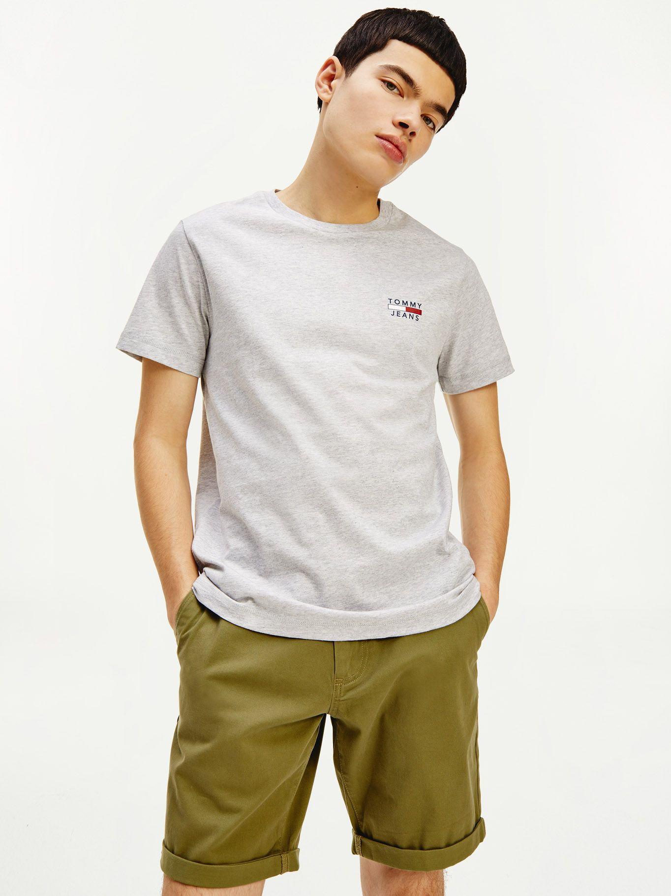 Polera Chest Logo Slim Fit Gris Tommy Jeans-0