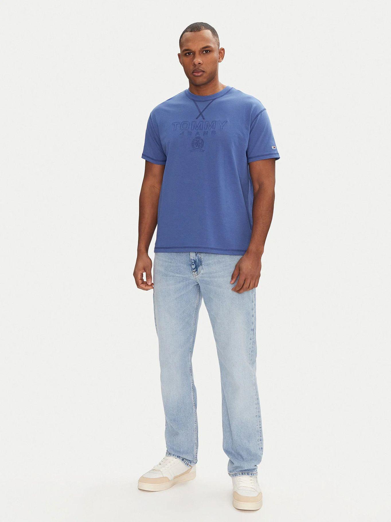 Polera Tonal Crest Logo Relaxed Fit Azul Tommy Jeans-1