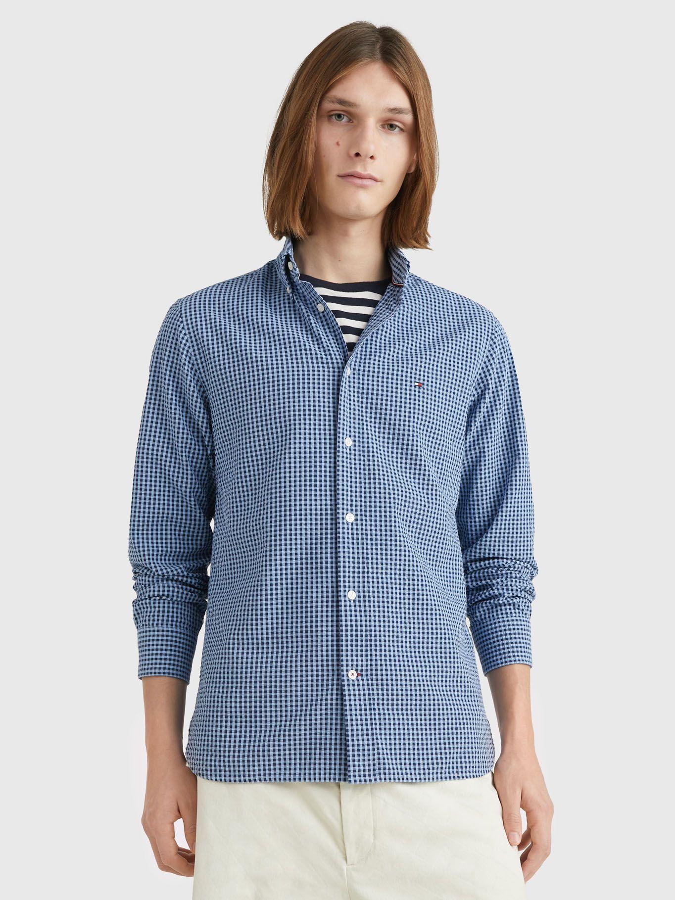 Camisa Vichy Corte Regular Celeste Tommy Hilfiger-0