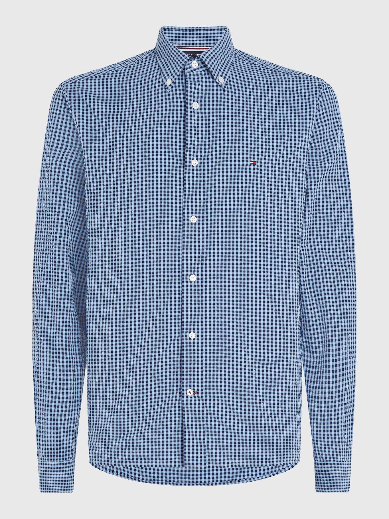 Camisa Vichy Corte Regular Celeste Tommy Hilfiger-4