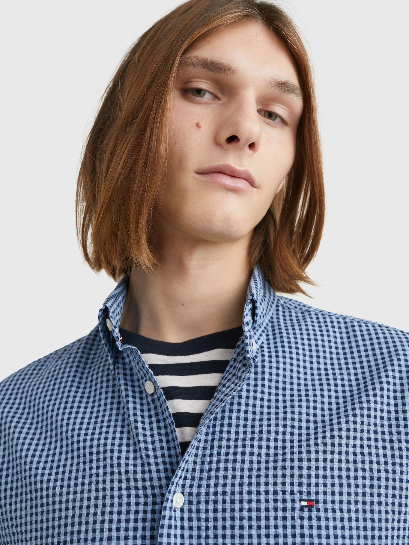 Camisa Vichy Corte Regular Celeste Tommy Hilfiger-3