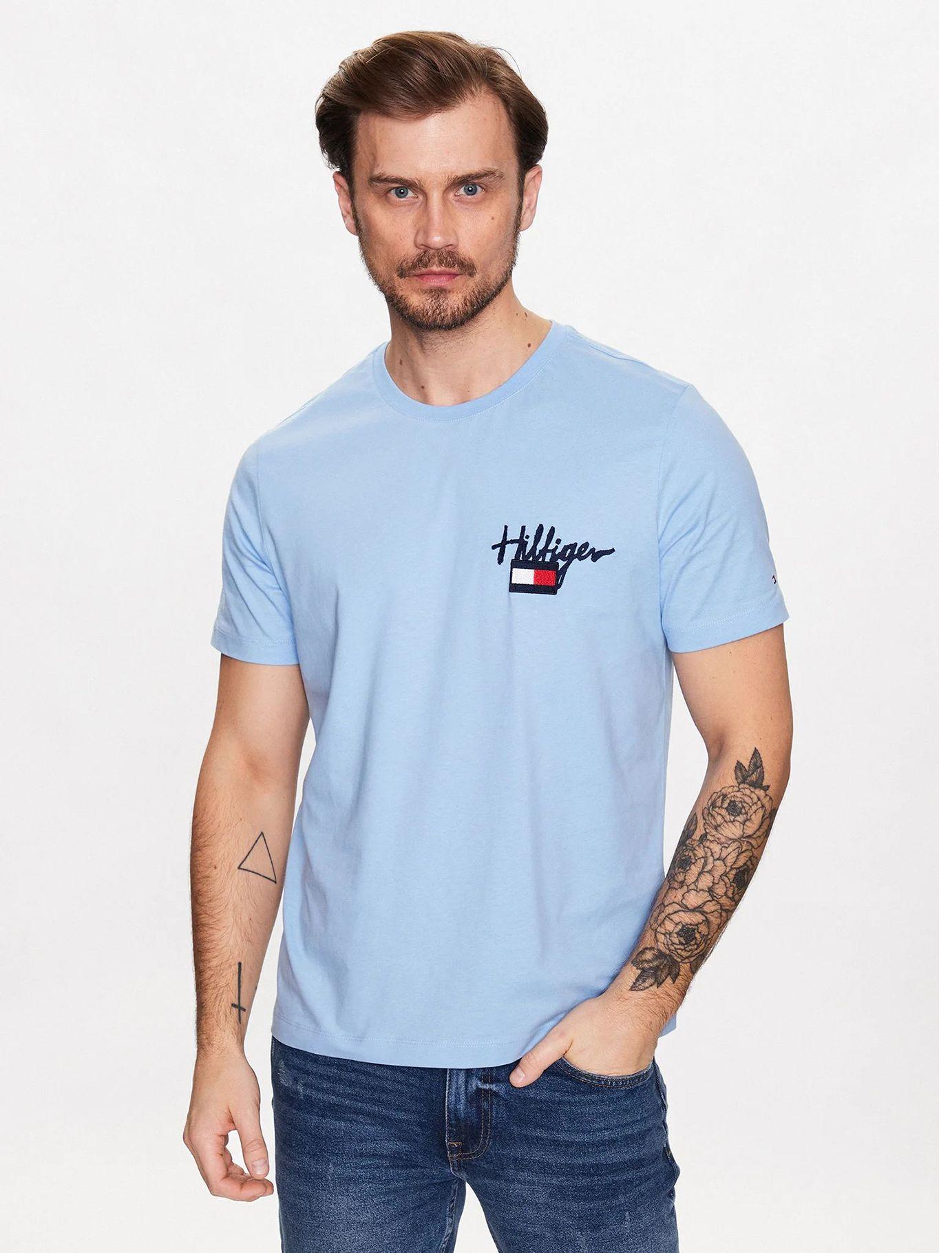 Polera Painted Logo Celeste Tommy Hilfiger-0