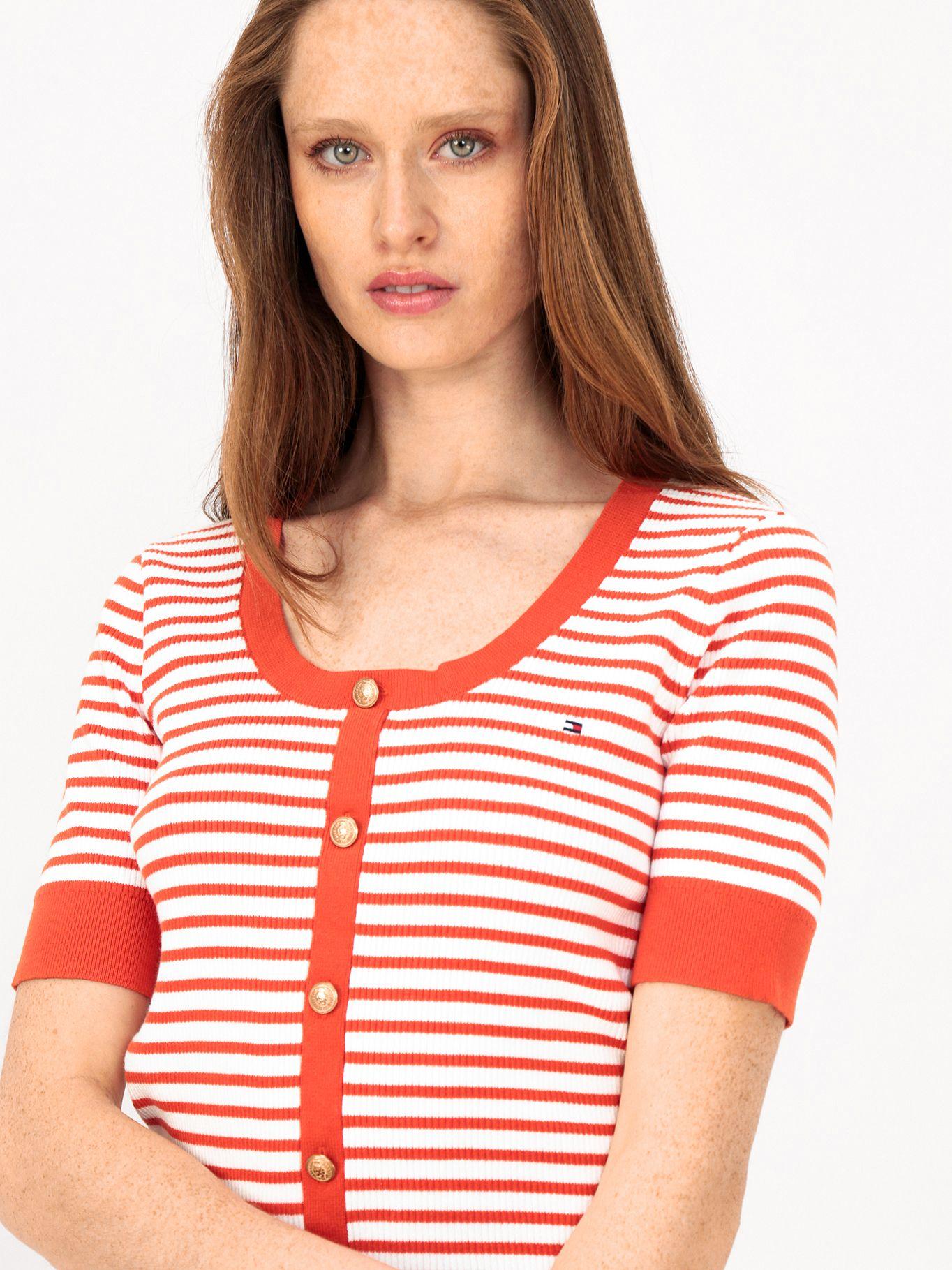 Sweater Con Diseño De Rayas Naranja Tommy Hilfiger-4