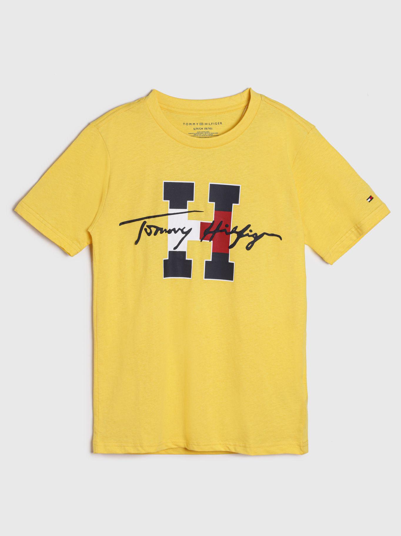 Polera De Niño Signature Logo Amarillo Tommy Hilfiger-0