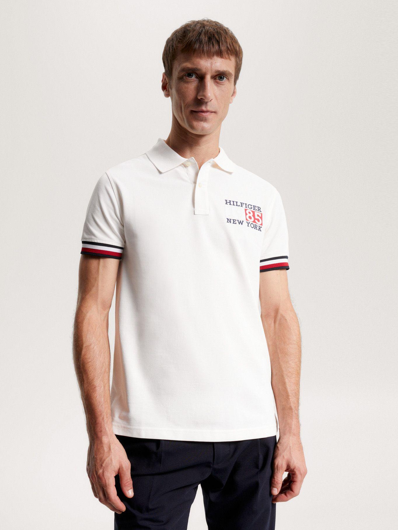 Polo Ribeteado Corte Slim Y Logo Blanco Tommy Hilfiger-0