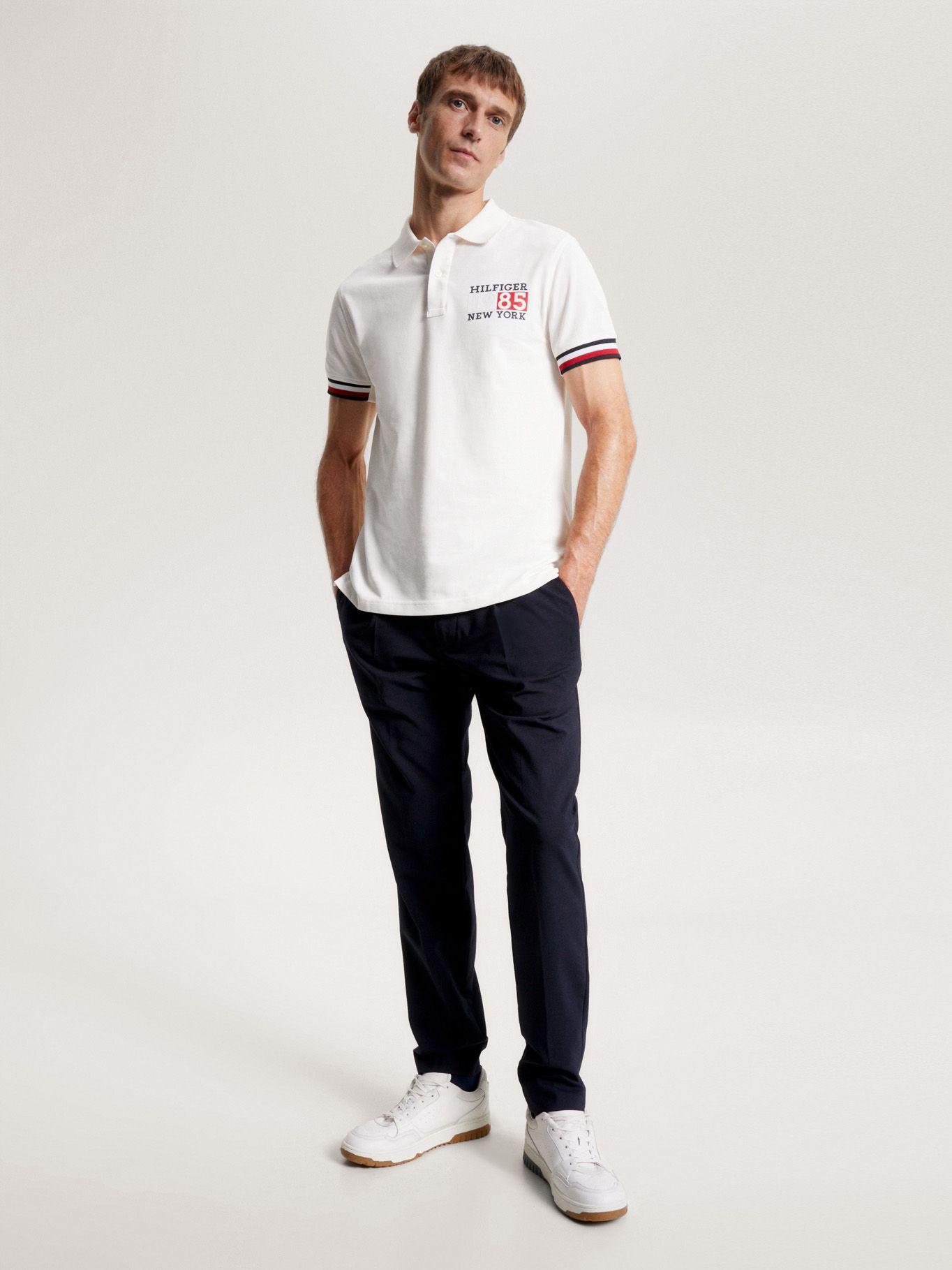 Polo Ribeteado Corte Slim Y Logo Blanco Tommy Hilfiger-1