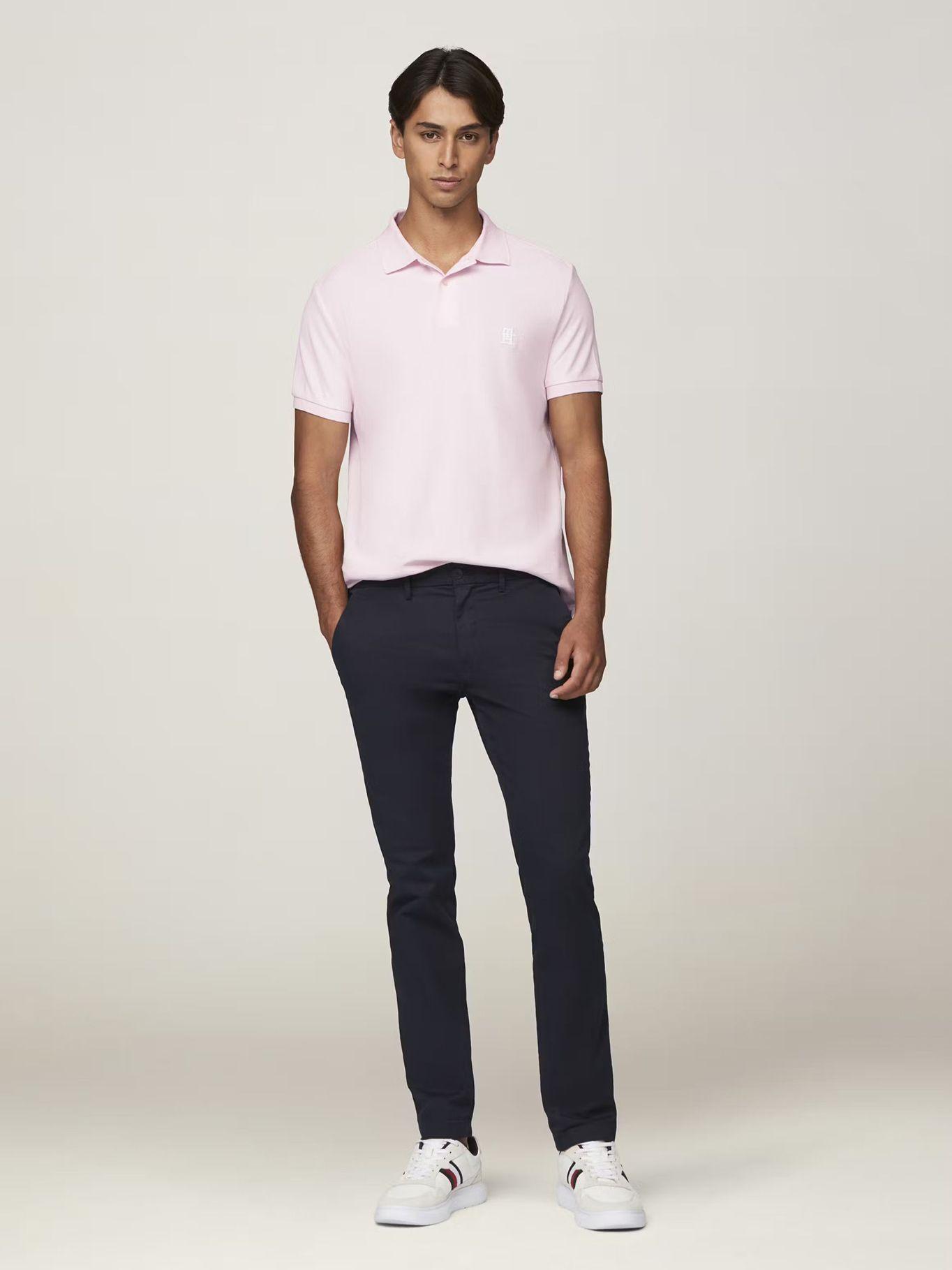Polo Con Logo De Monogram Rosado Tommy Hilfiger-1