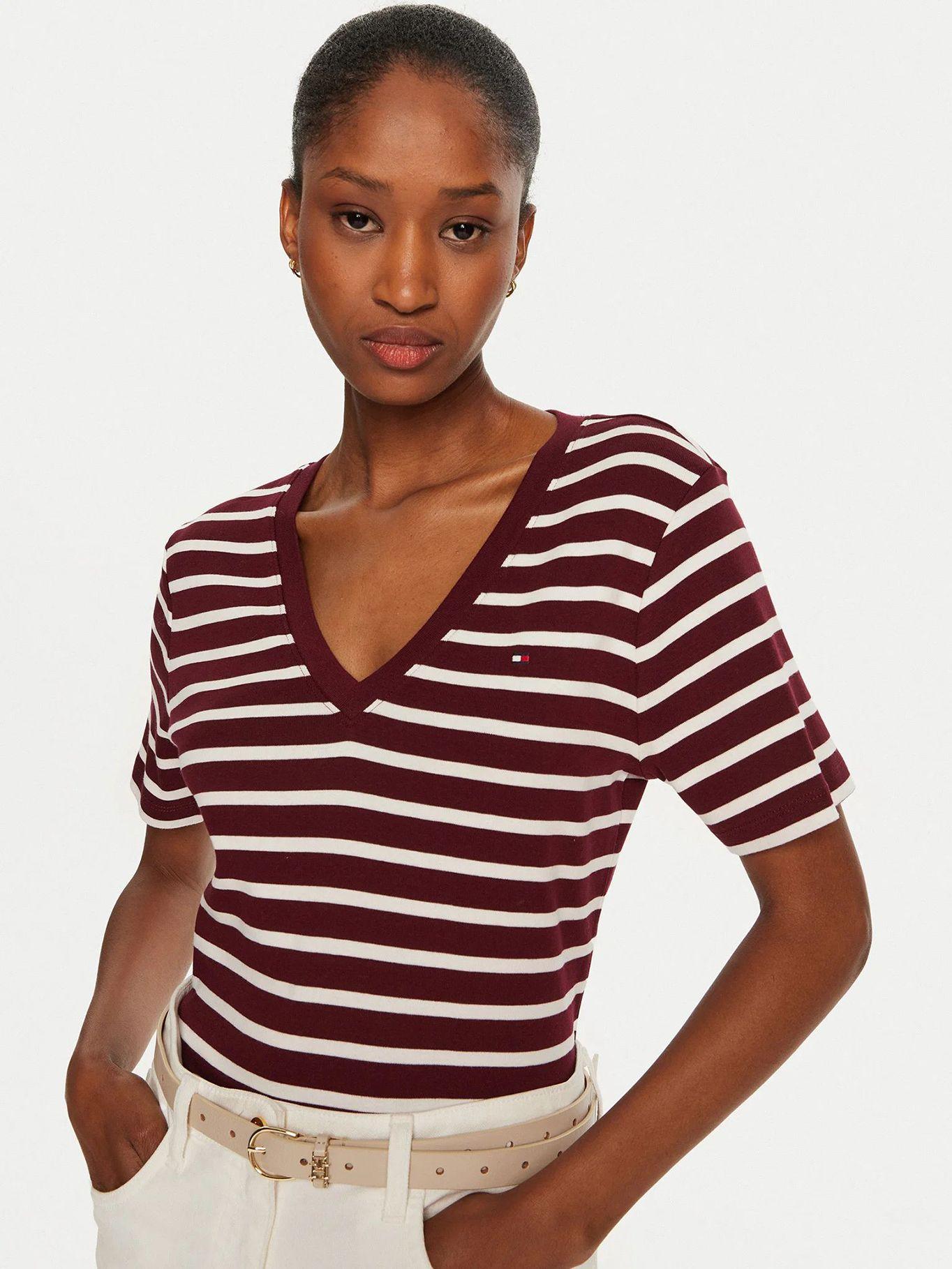 Polera de Rayas Neck Slim Fit Burdeo Tommy Hilfiger-3