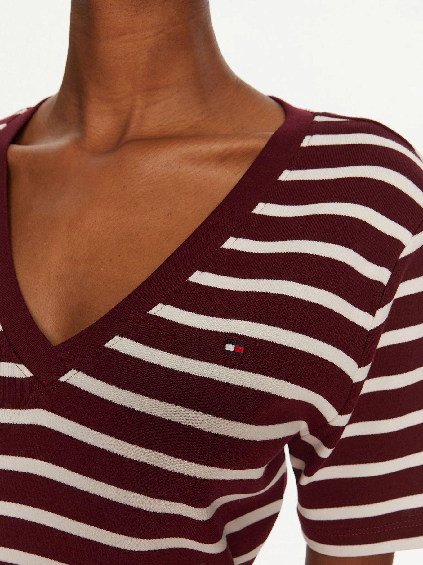 Polera de Rayas Neck Slim Fit Burdeo Tommy Hilfiger-4