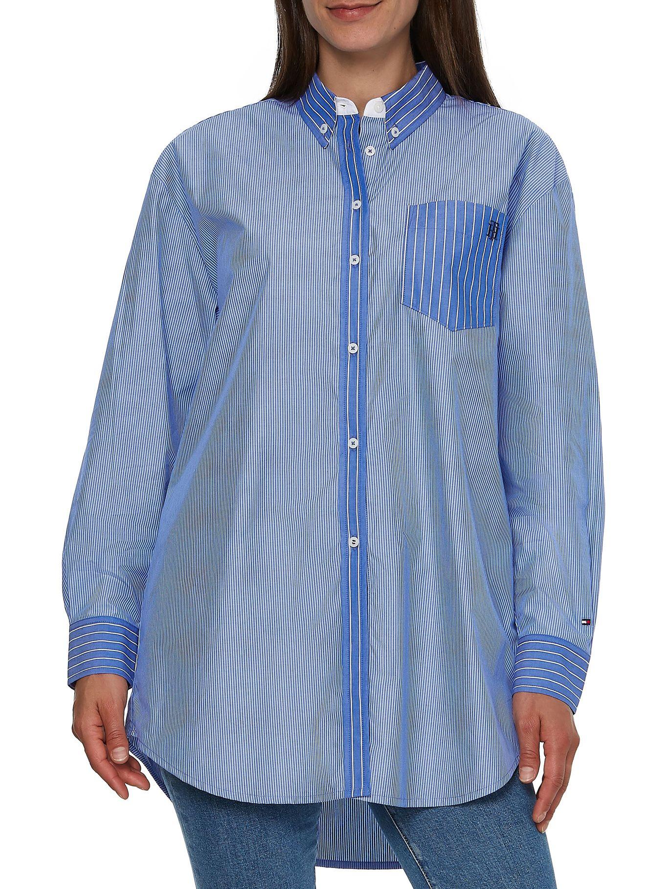 Camisa De Rayas Y Corte Boyfriend Azul Tommy Hilfiger-0