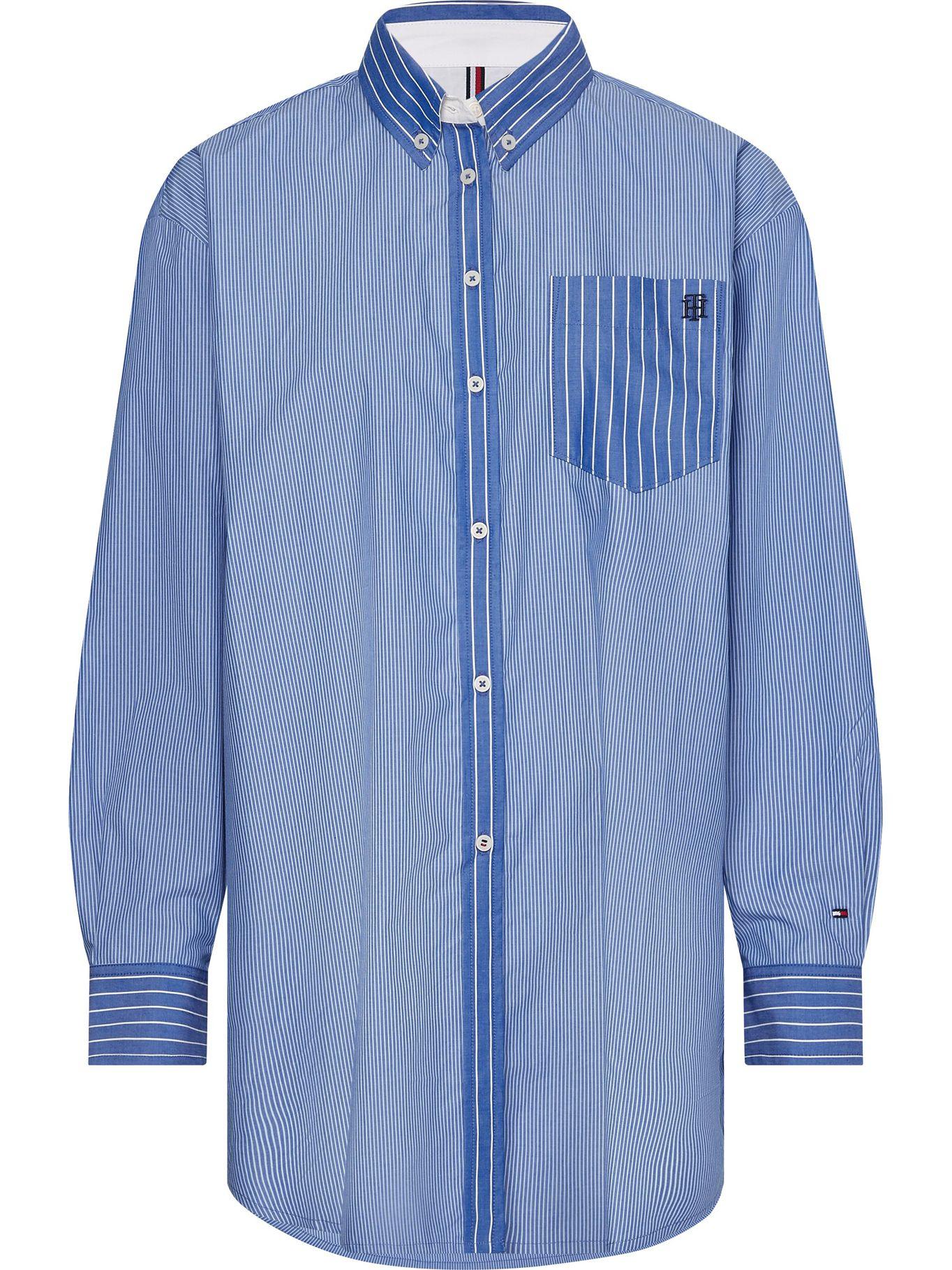 Camisa De Rayas Y Corte Boyfriend Azul Tommy Hilfiger-3