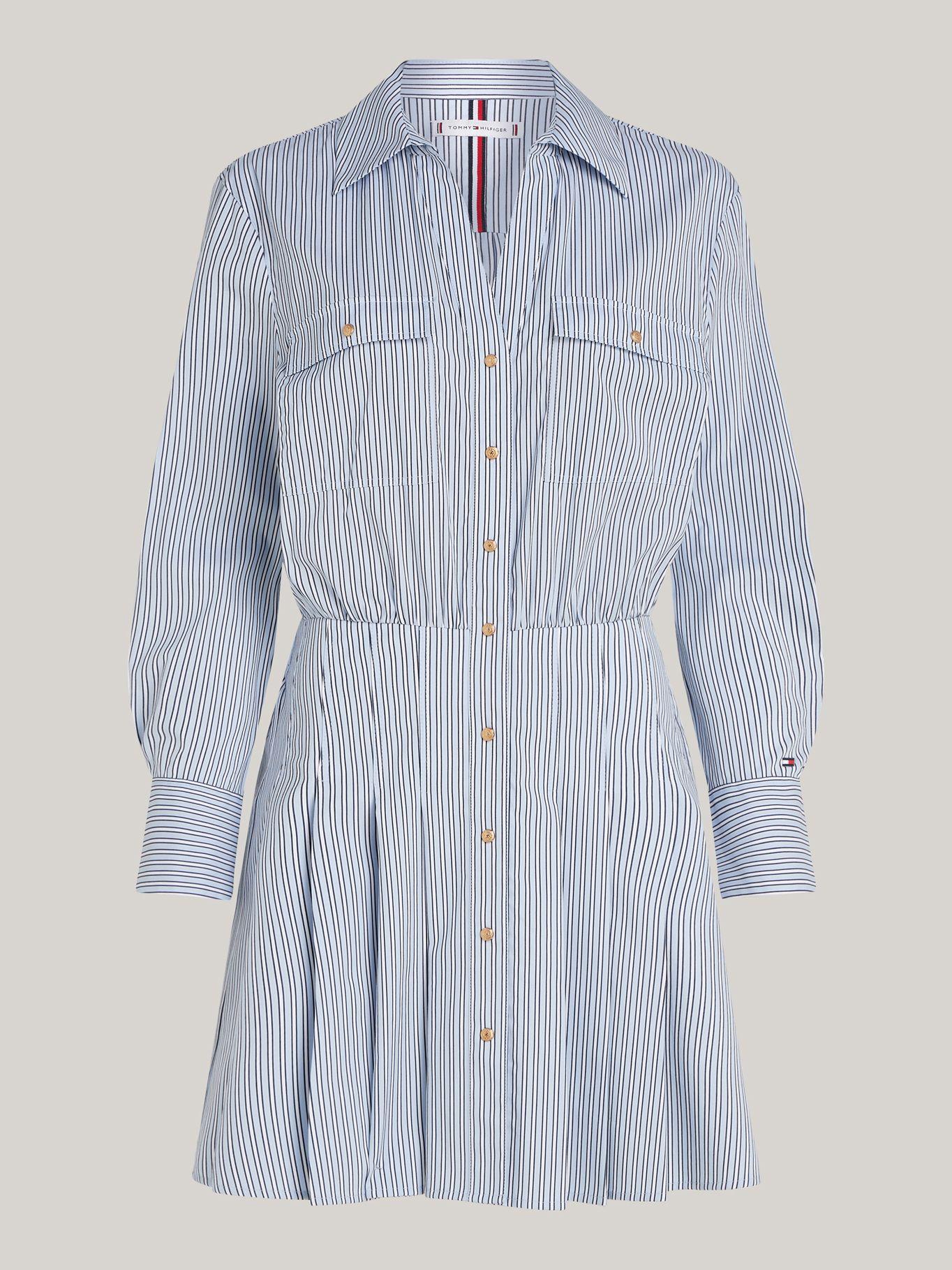 Vestido Camisero Corto Plisado Celeste Tommy Hilfiger-4