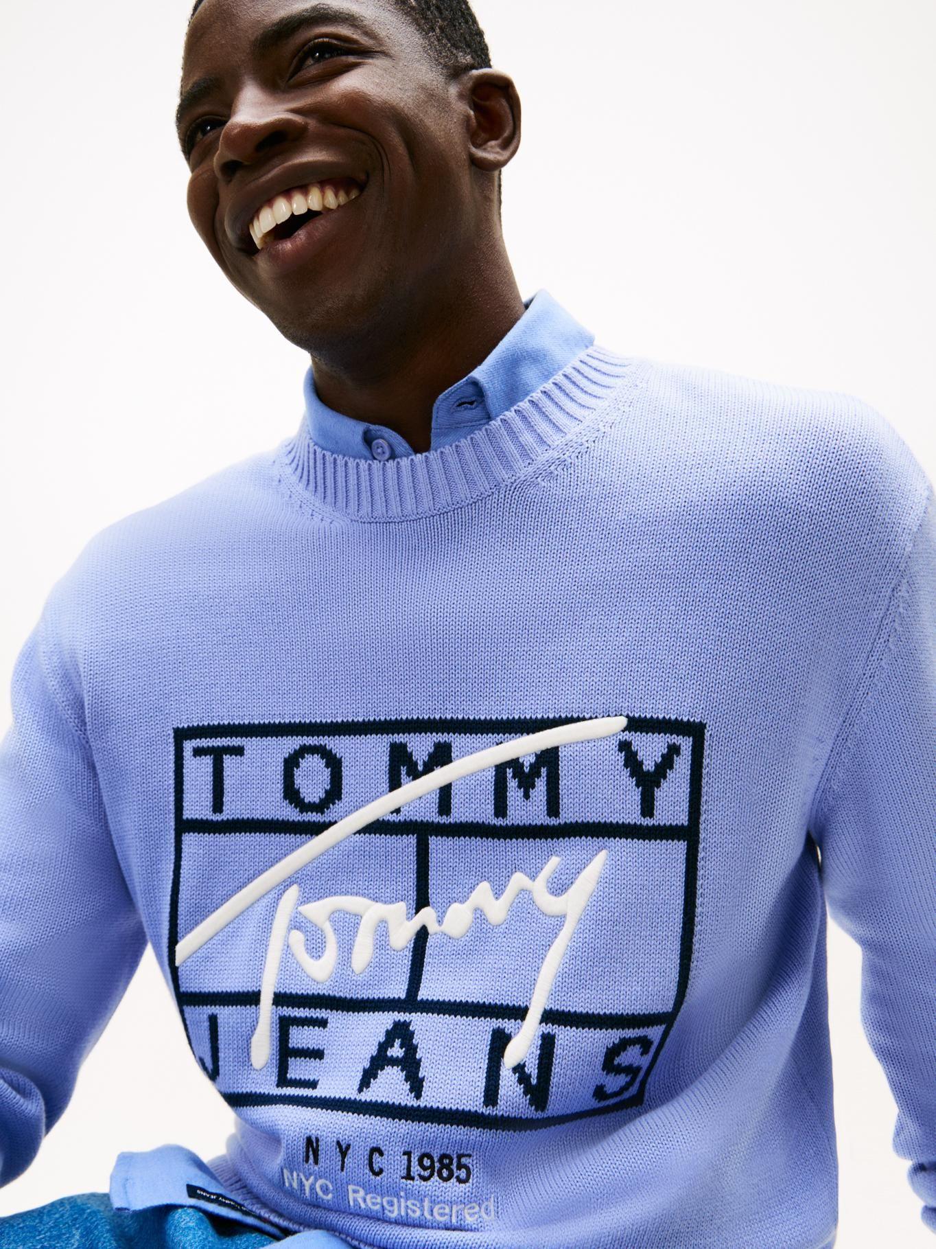 Sweater Con Logo Signature Regular Tommy Jeans Celeste-3