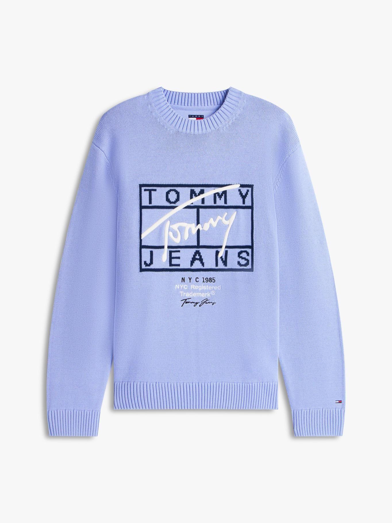 Sweater Con Logo Signature Regular Tommy Jeans Celeste-4
