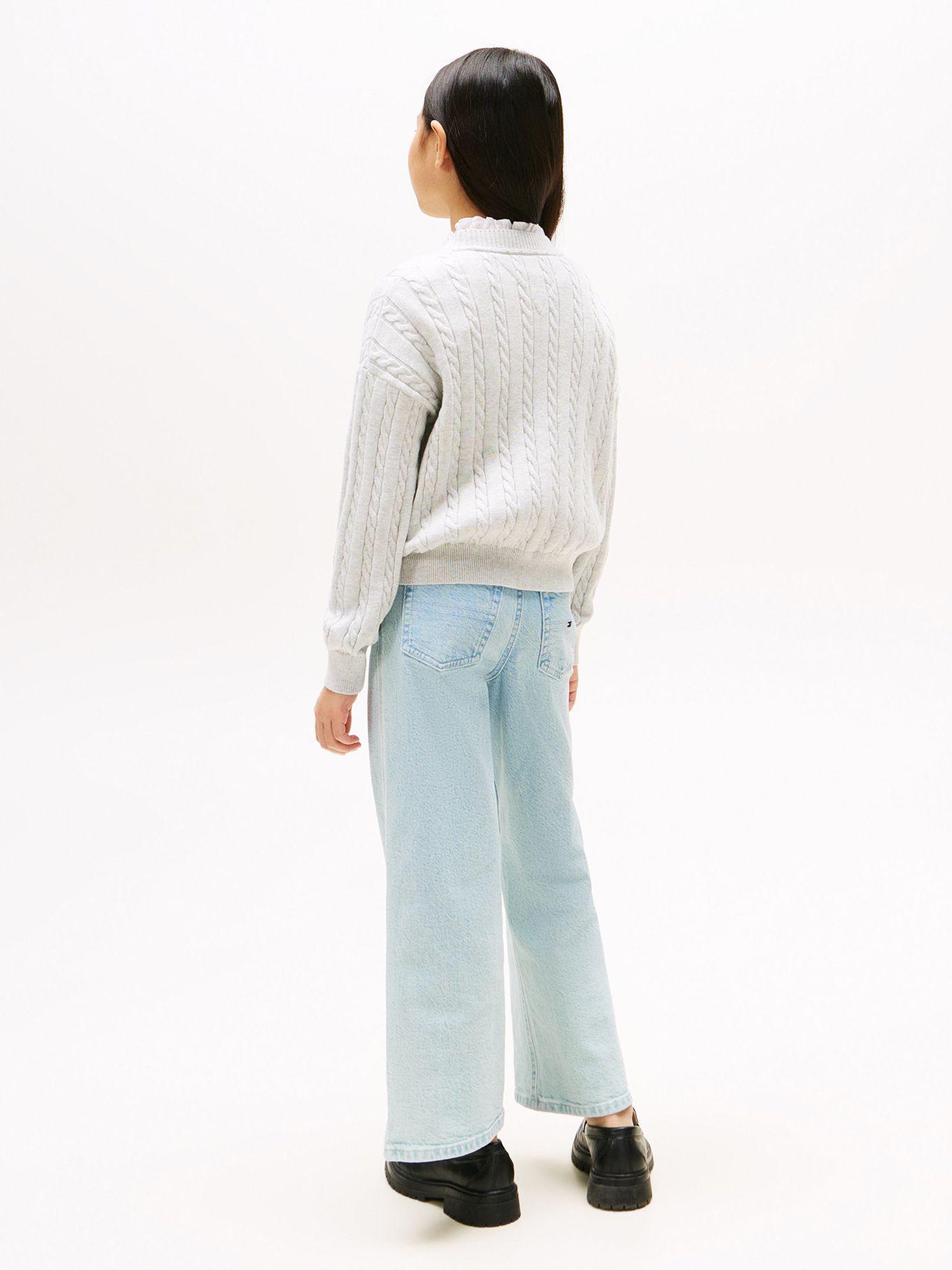 Sweater De Niña De Punto Trenzado Gris Tommy Hilfiger-2