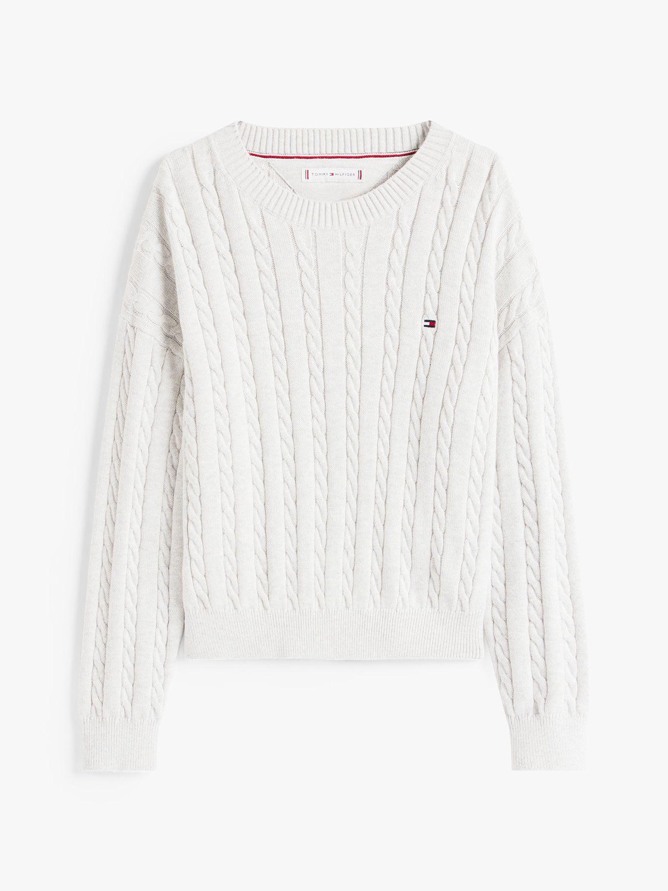 Sweater De Niña De Punto Trenzado Gris Tommy Hilfiger-4