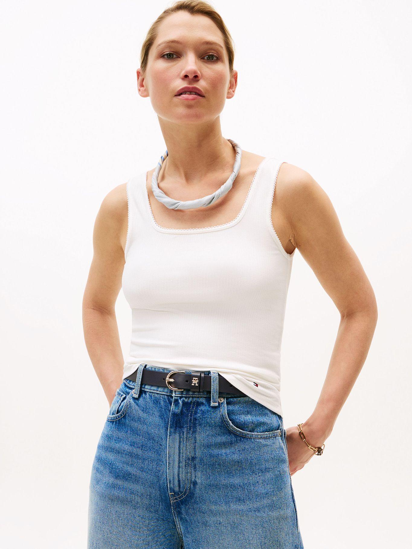 Polera Acanalada Solid Blanco YBL Tommy Hilfiger-0