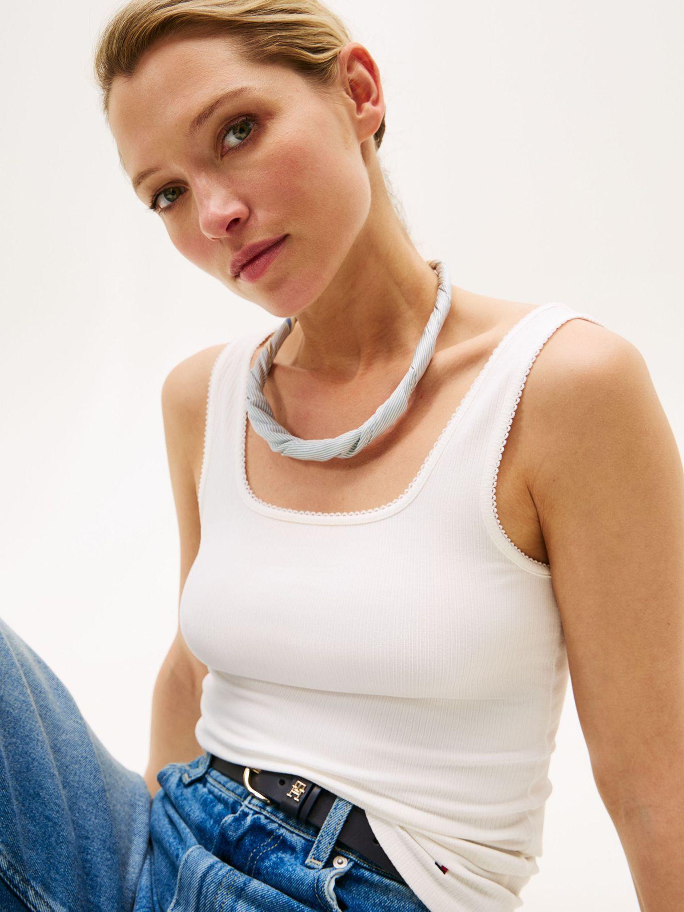 Polera Acanalada Solid Blanco YBL Tommy Hilfiger-3