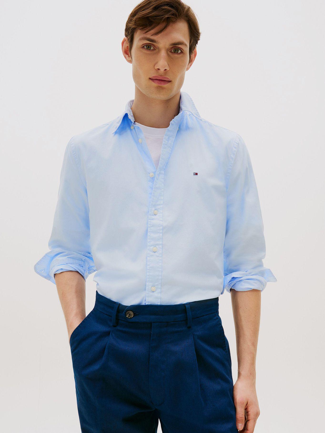 Camisa Flex Poplin Regular Celeste Tommy Hilfiger-0