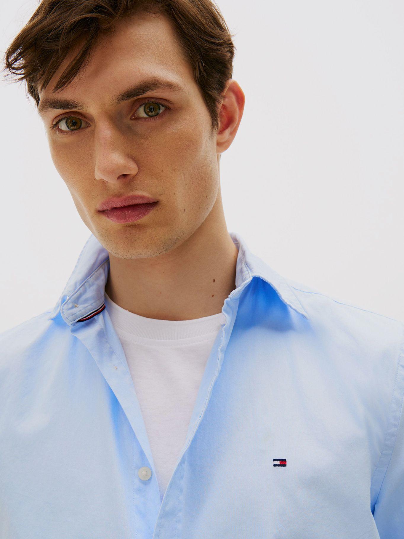 Camisa Flex Poplin Regular Celeste Tommy Hilfiger-3