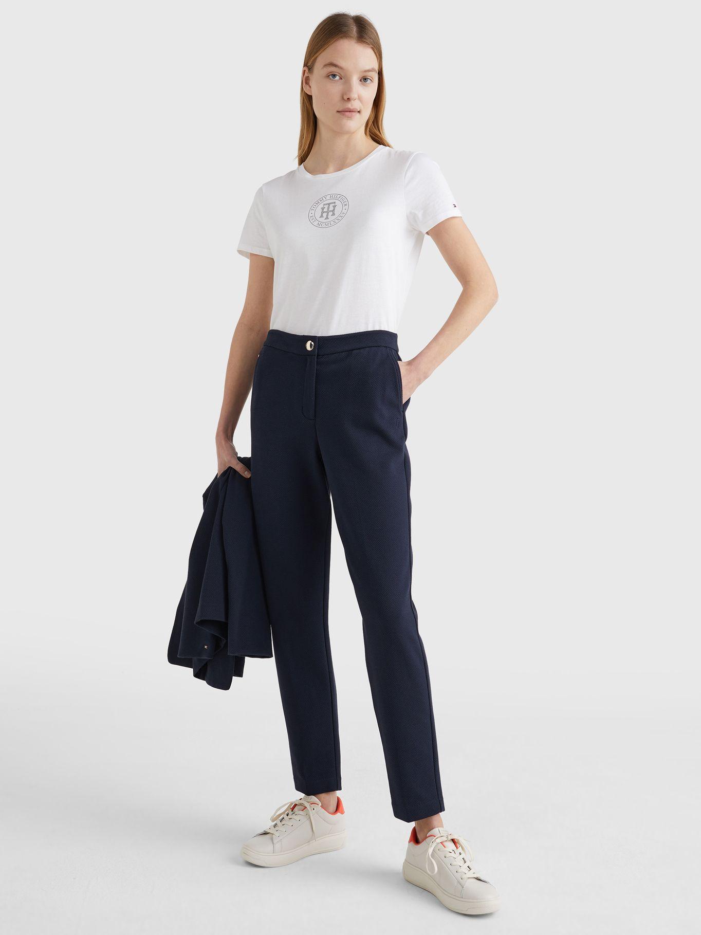 Polera Con Monograma De Strass Blanco Tommy Hilfiger-0