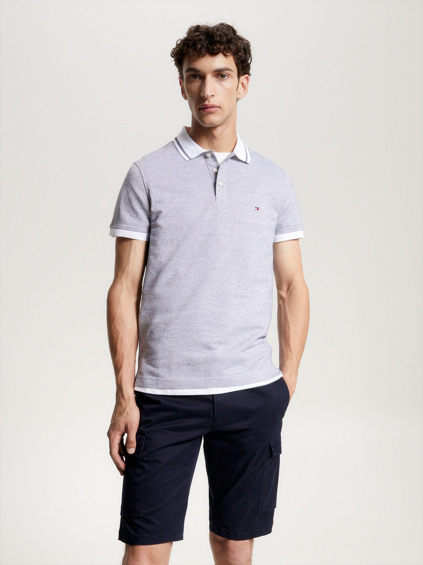 Polo Mouline Logo Slim Fit Gris Tommy Hilfiger-0