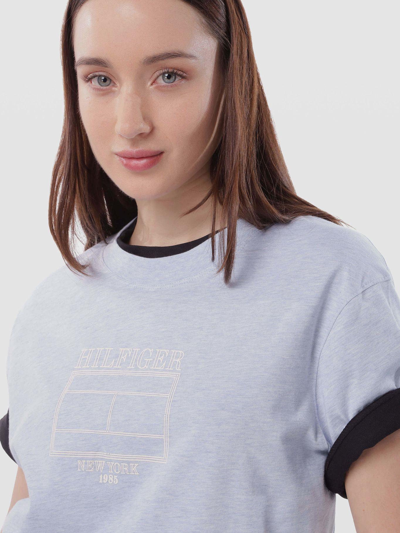 Polera Outline Flag Logo Celeste Tommy Hilfiger-3