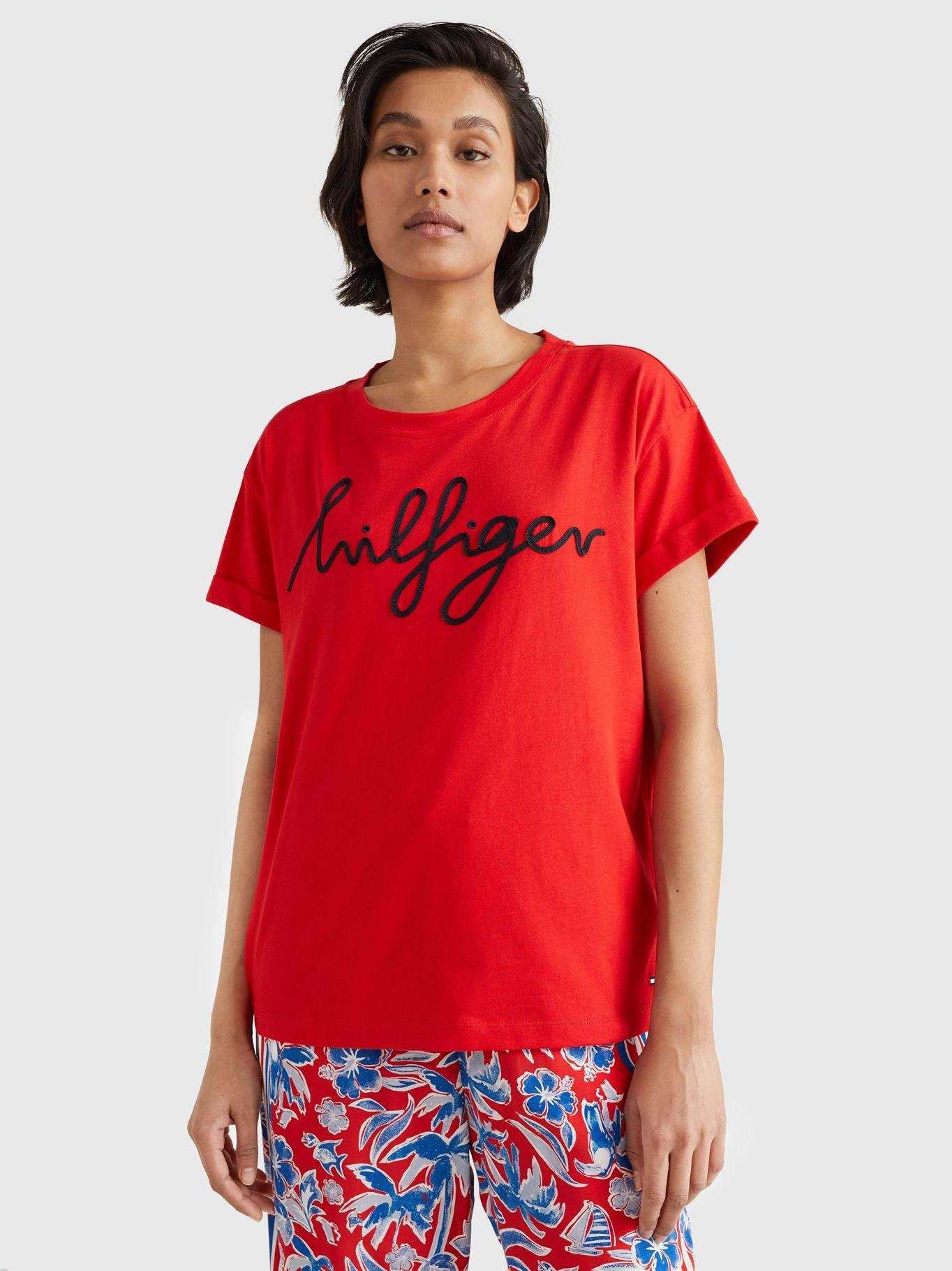 Polera Relaxed Con Logo Script Rojo Tommy Hilfiger-3