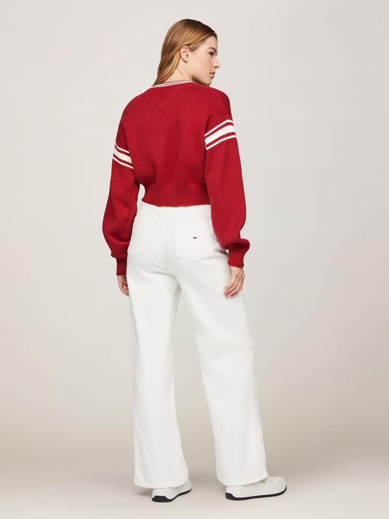 Sweater Cropped Varsity Logo Rojo Tommy Hilfiger-2