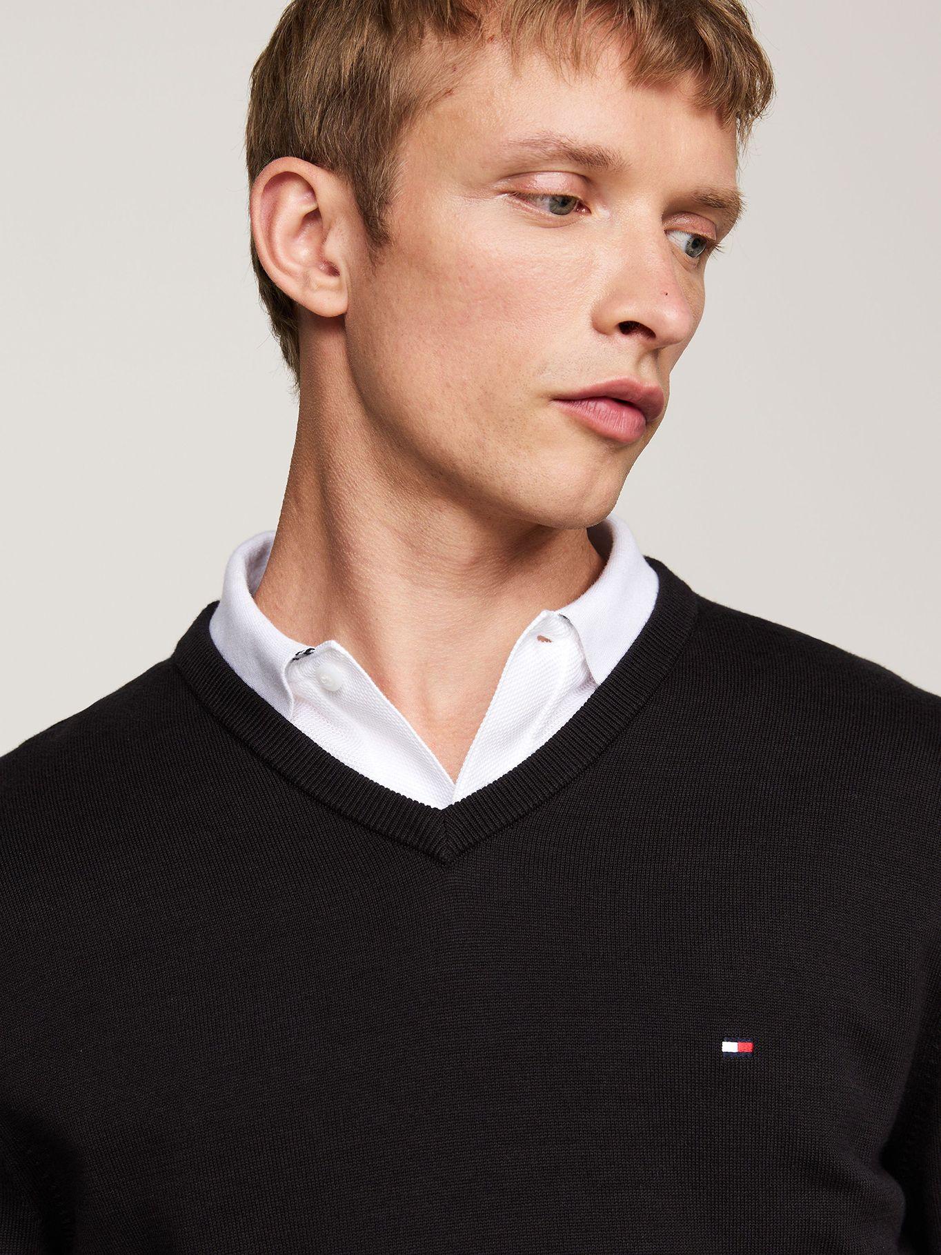 Sweater Básico Signature V-Neck Negro Tommy Hilfiger-3