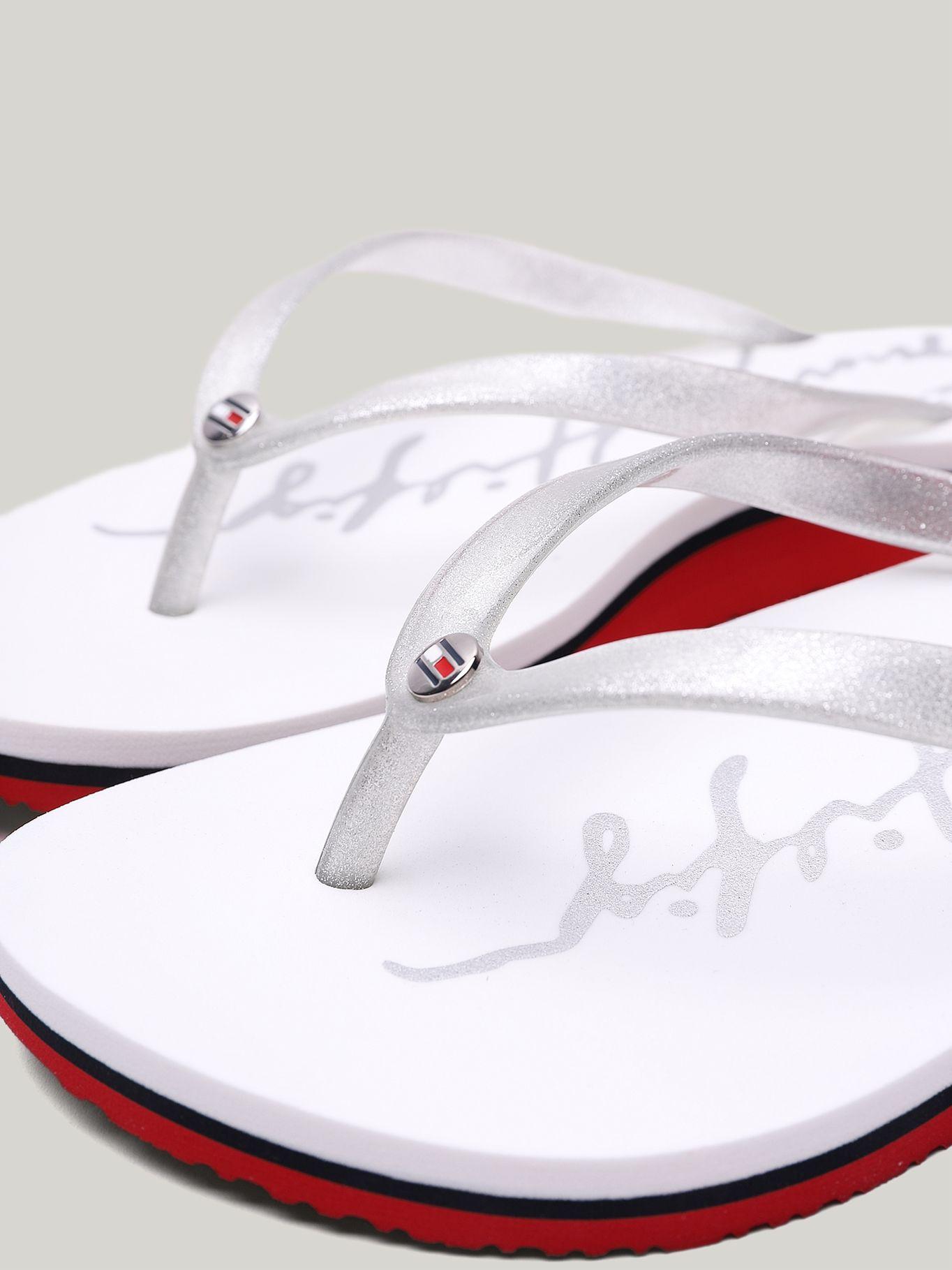 Sandalias Con Tiras De Glitter Blanco Tommy Hilfiger-6