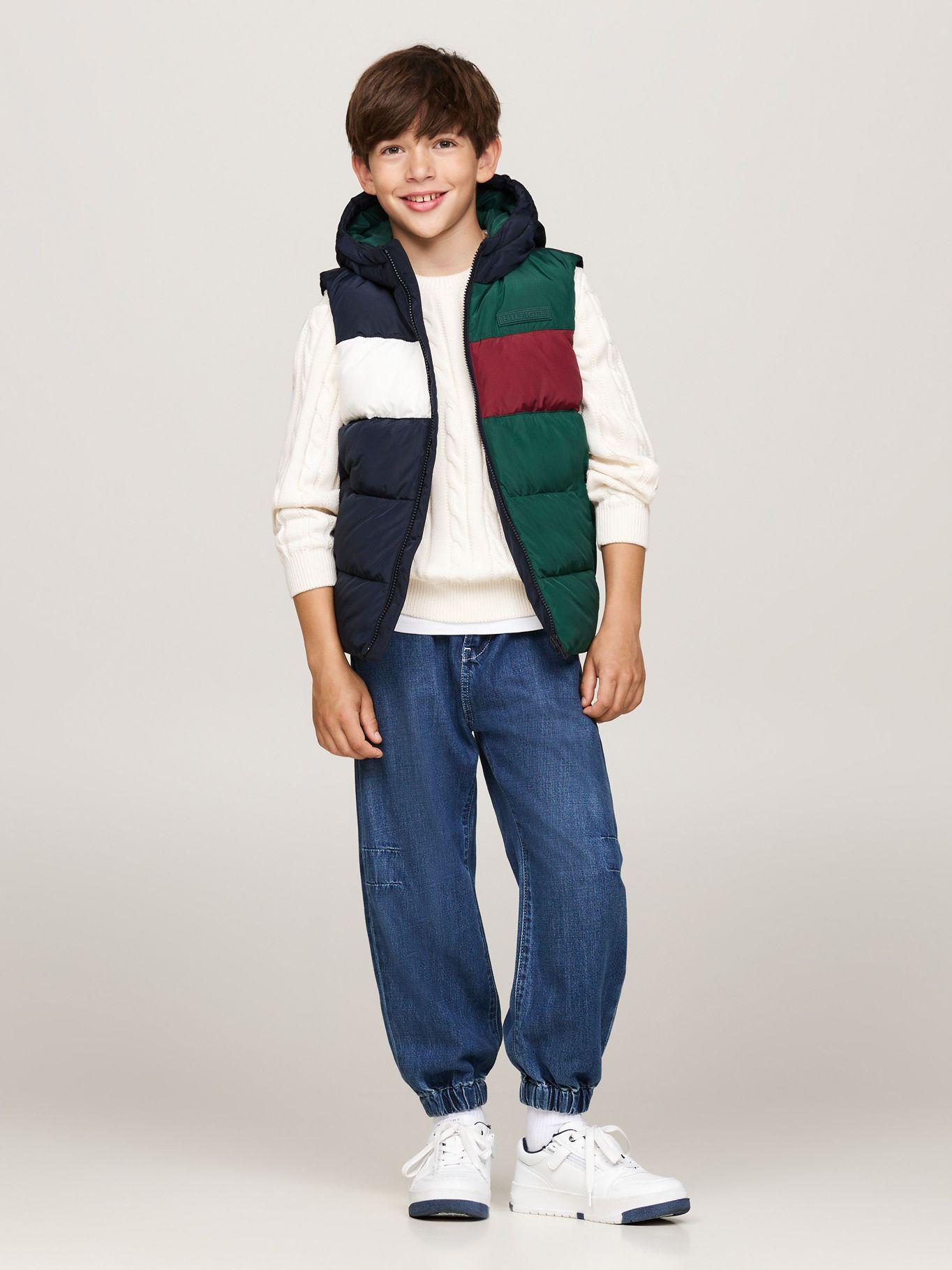 Parka Vest Niño Diseño Color Block Verde Tommy Hilfiger-1
