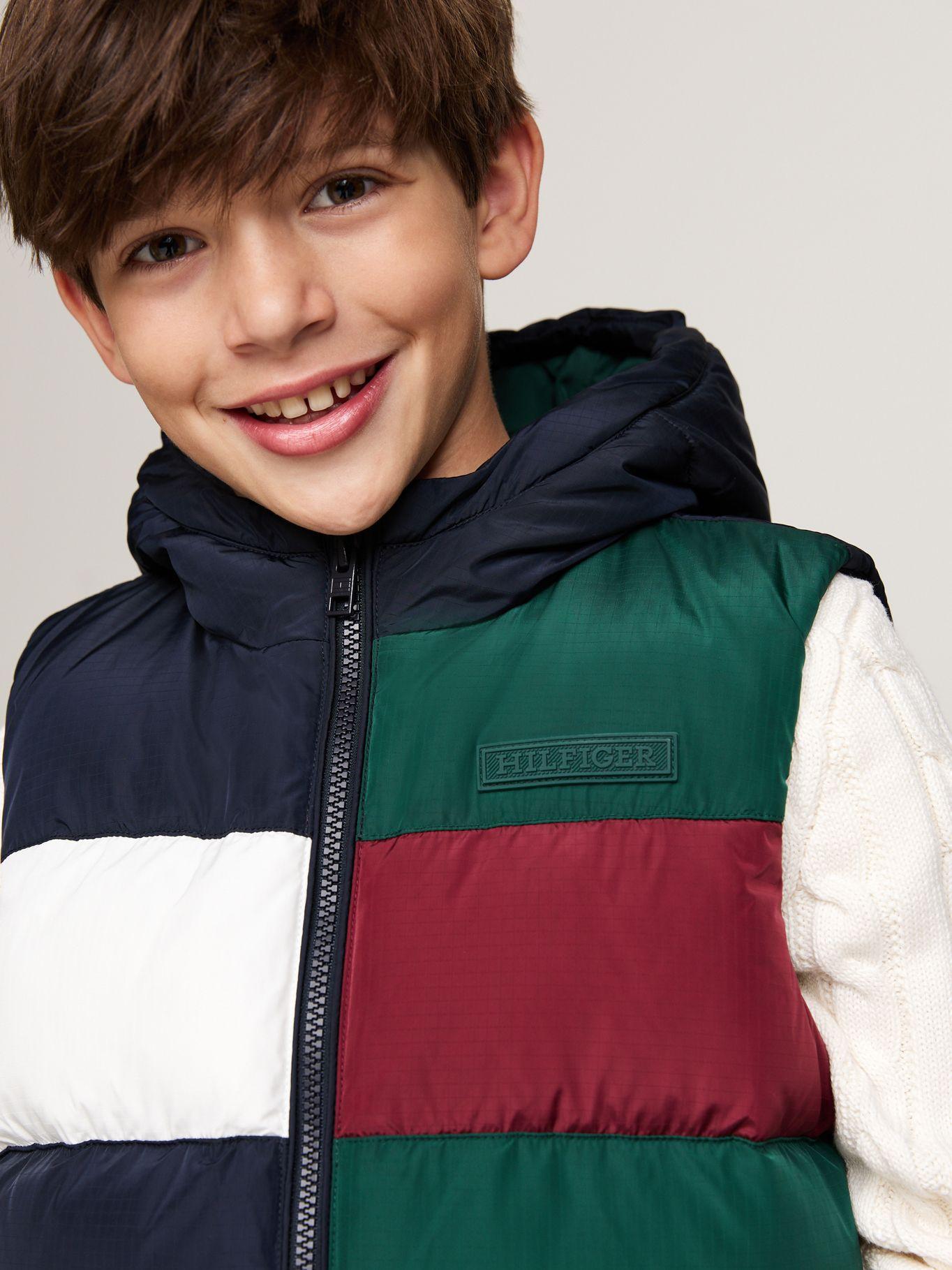 Parka Vest Niño Diseño Color Block Verde Tommy Hilfiger-3