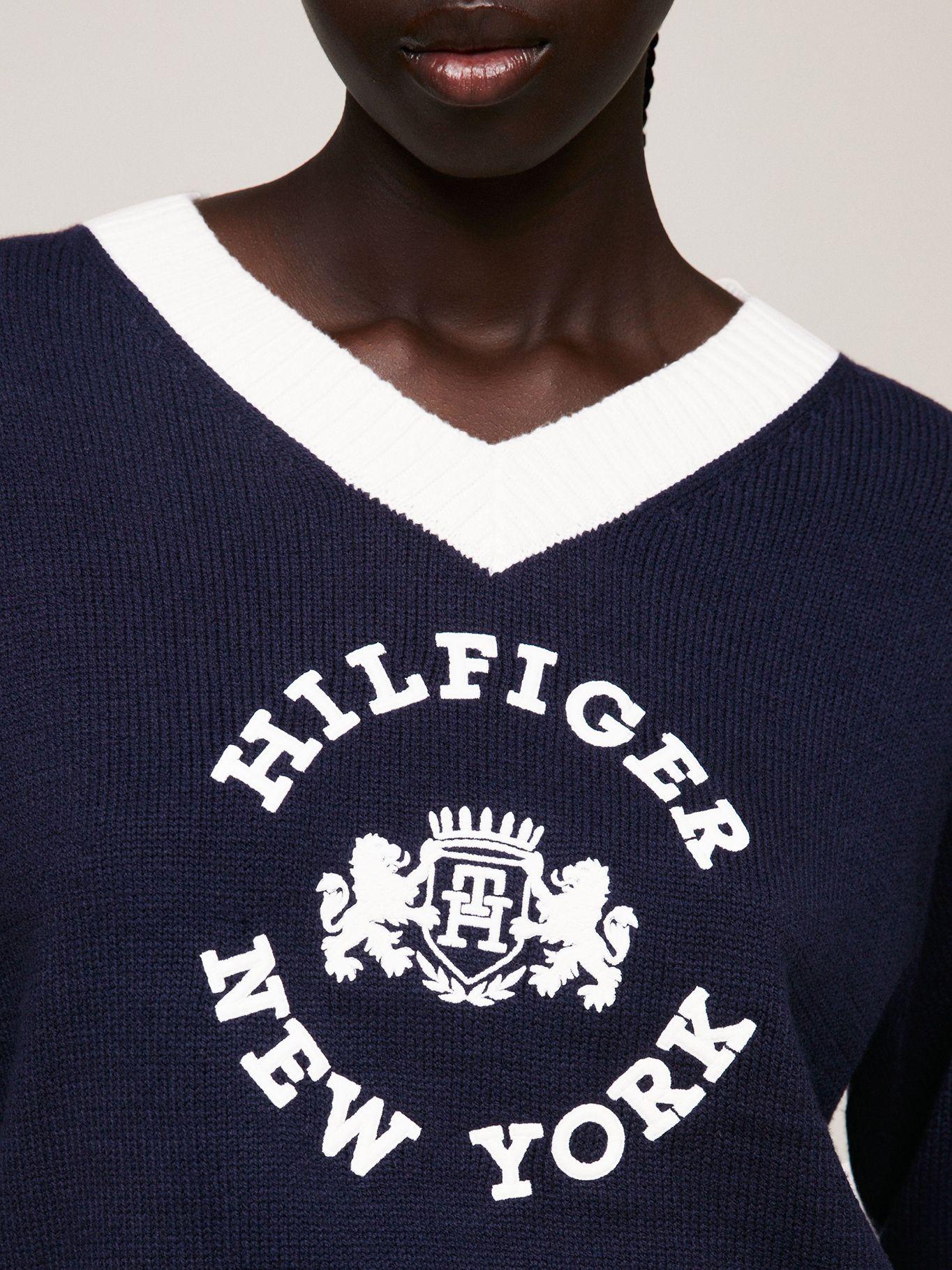 Sweater College Cuello V Azul Tommy Hilfiger-3