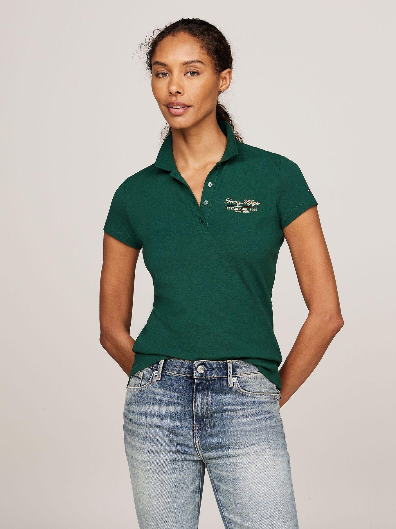 Polo Logo Script Slim Fit Verde Tommy Hilfiger-0