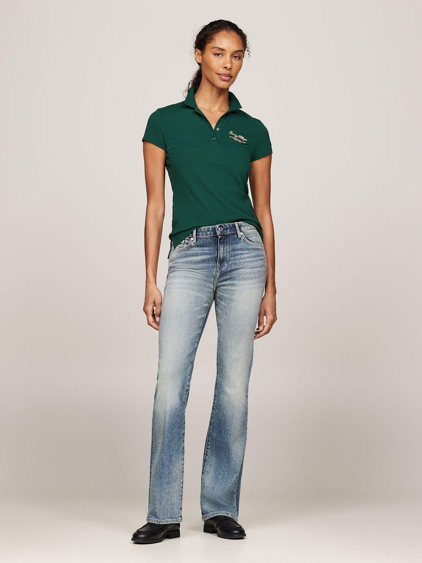 Polo Logo Script Slim Fit Verde Tommy Hilfiger-1