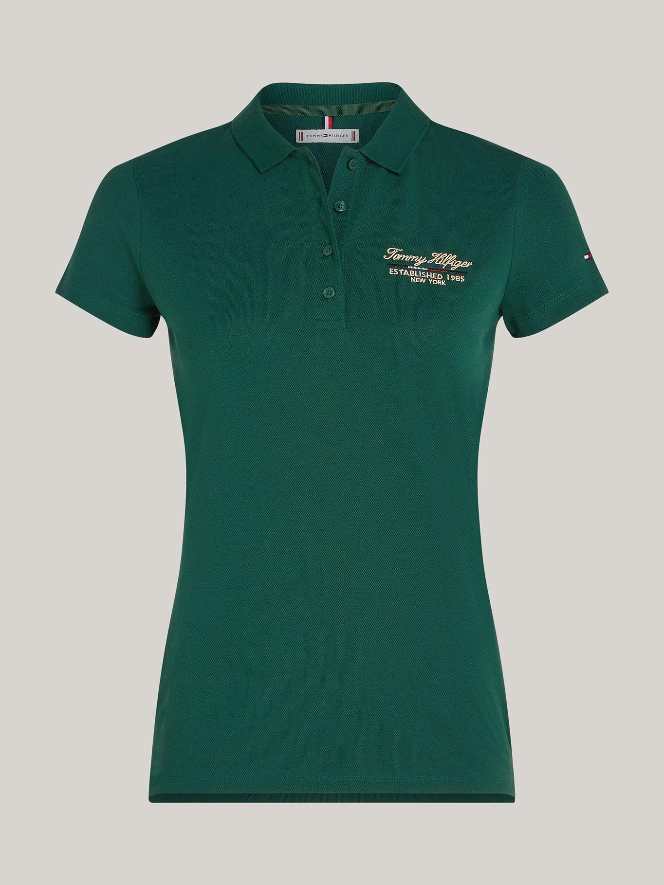 Polo Logo Script Slim Fit Verde Tommy Hilfiger-4