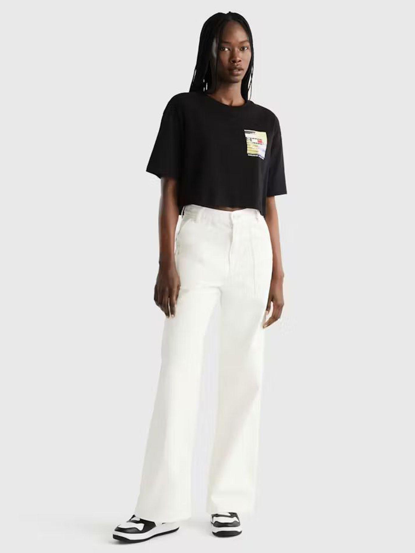 Polera Cropped Con Logo En La Espalda Negro Tommy Jeans-1