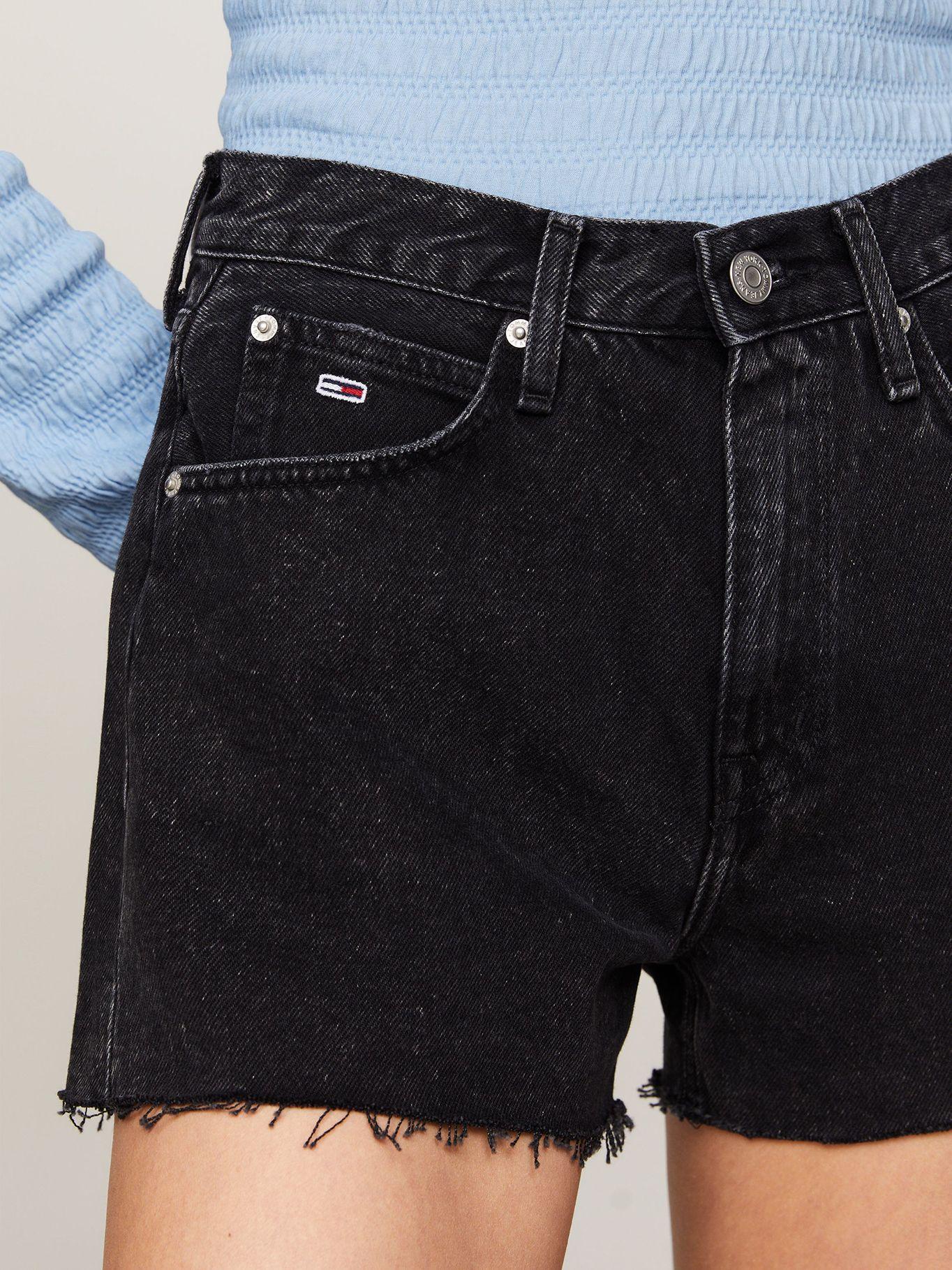 Shorts Denim Con Bajos Sin Rematar Negro Tommy Jeans-3