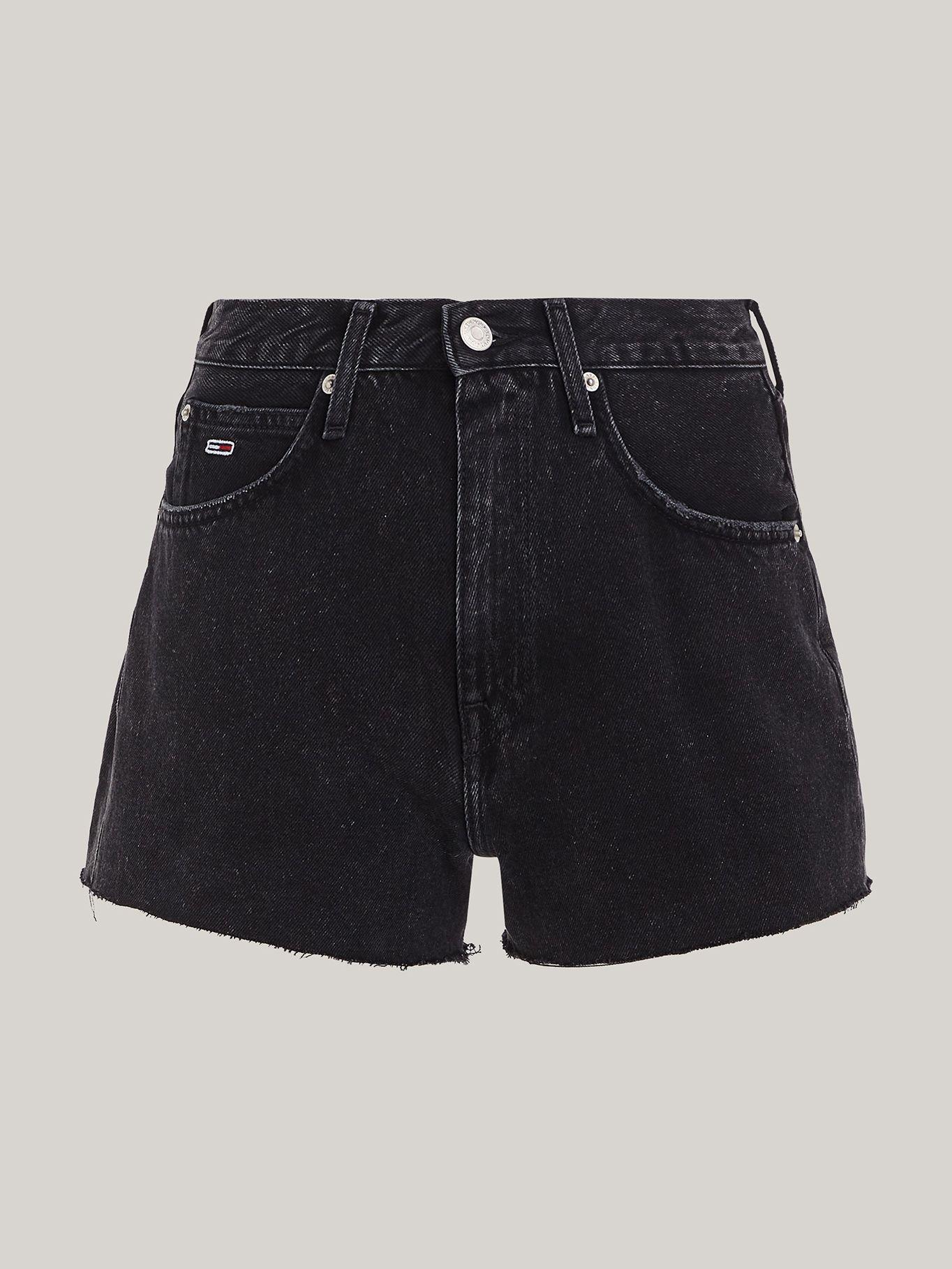 Shorts Denim Con Bajos Sin Rematar Negro Tommy Jeans-4