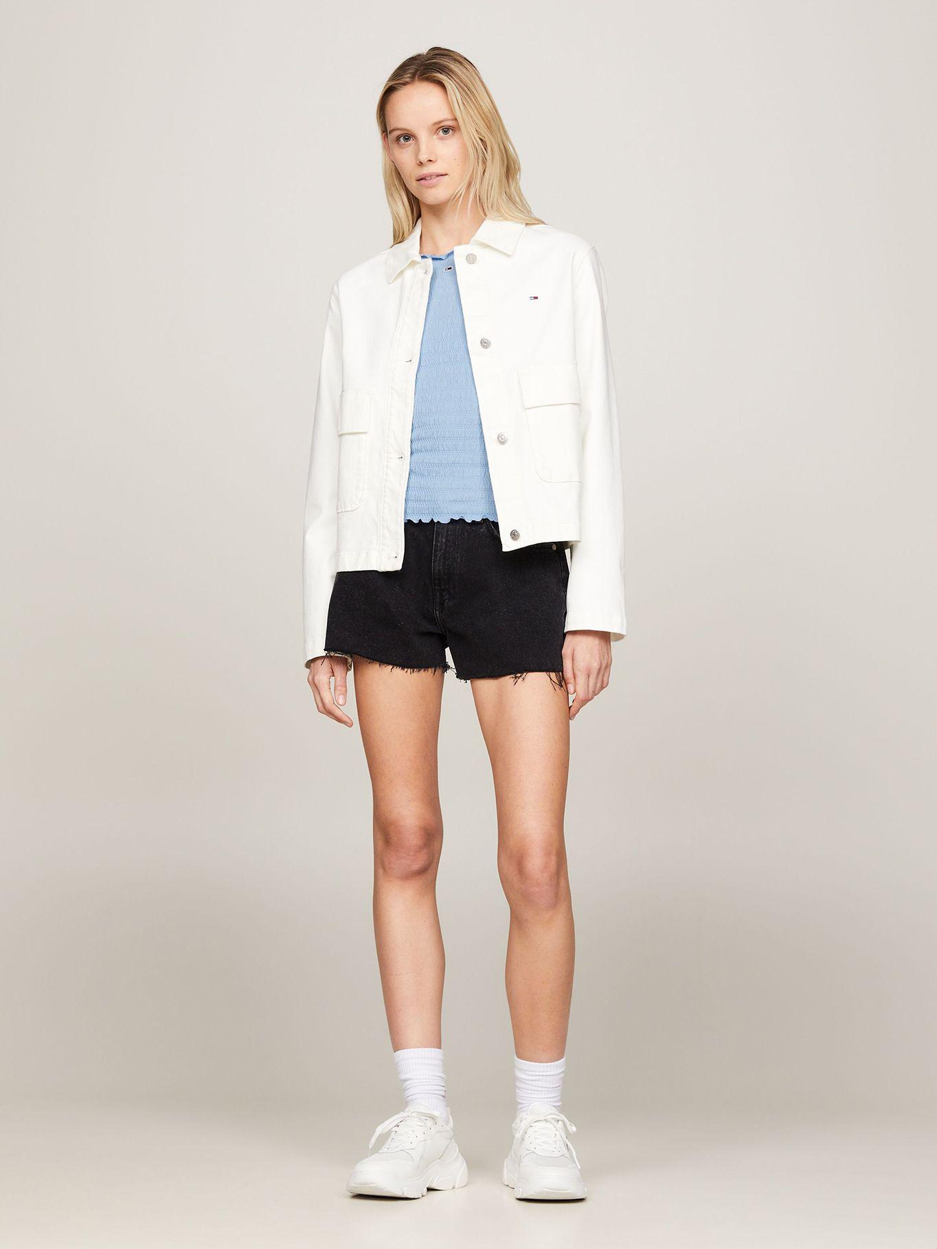 Shorts Denim Con Bajos Sin Rematar Negro Tommy Jeans-0