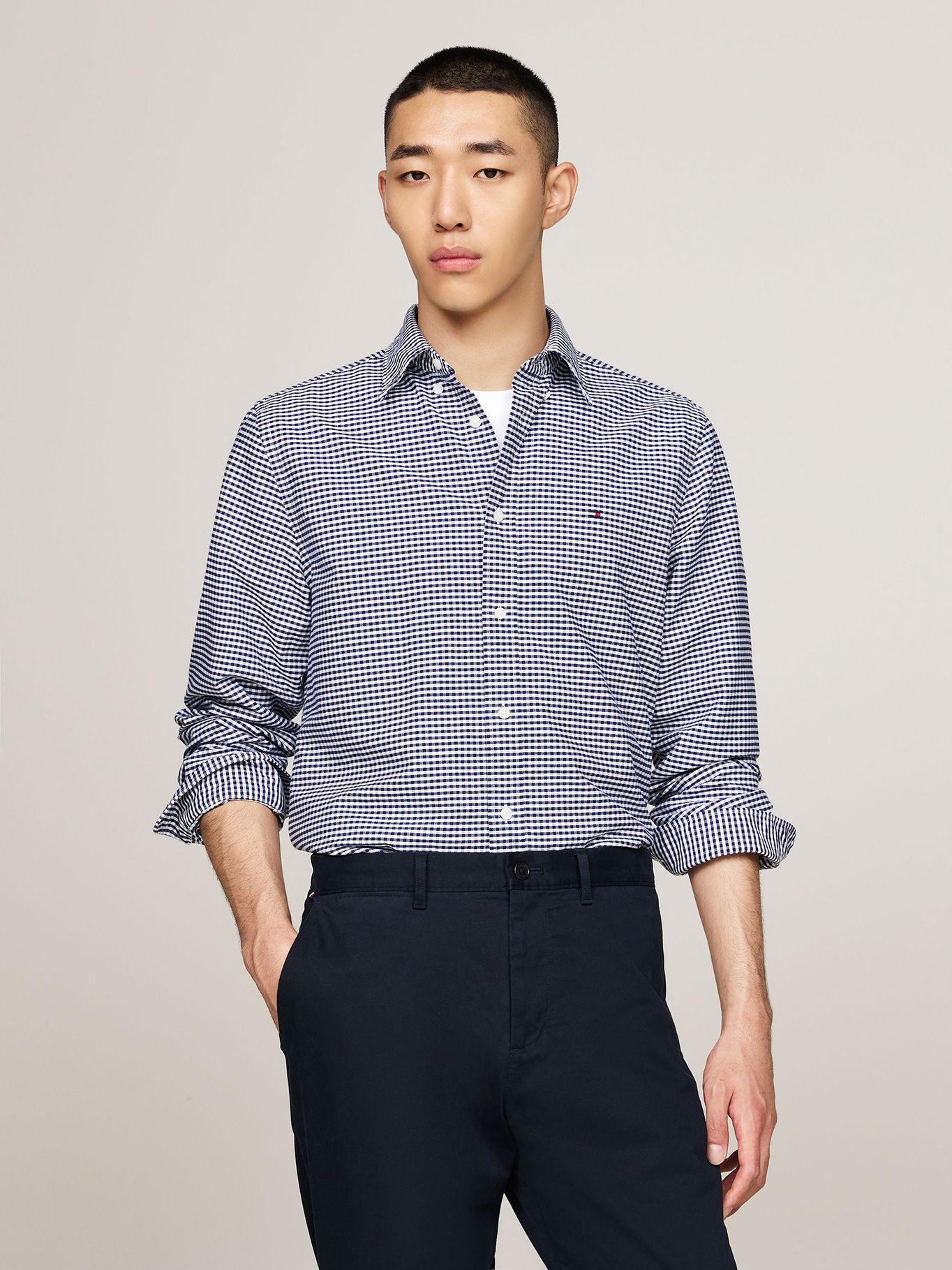 Camisa Heritage Oxford Gingham Regular Fit Azul Tommy Hilfiger-0
